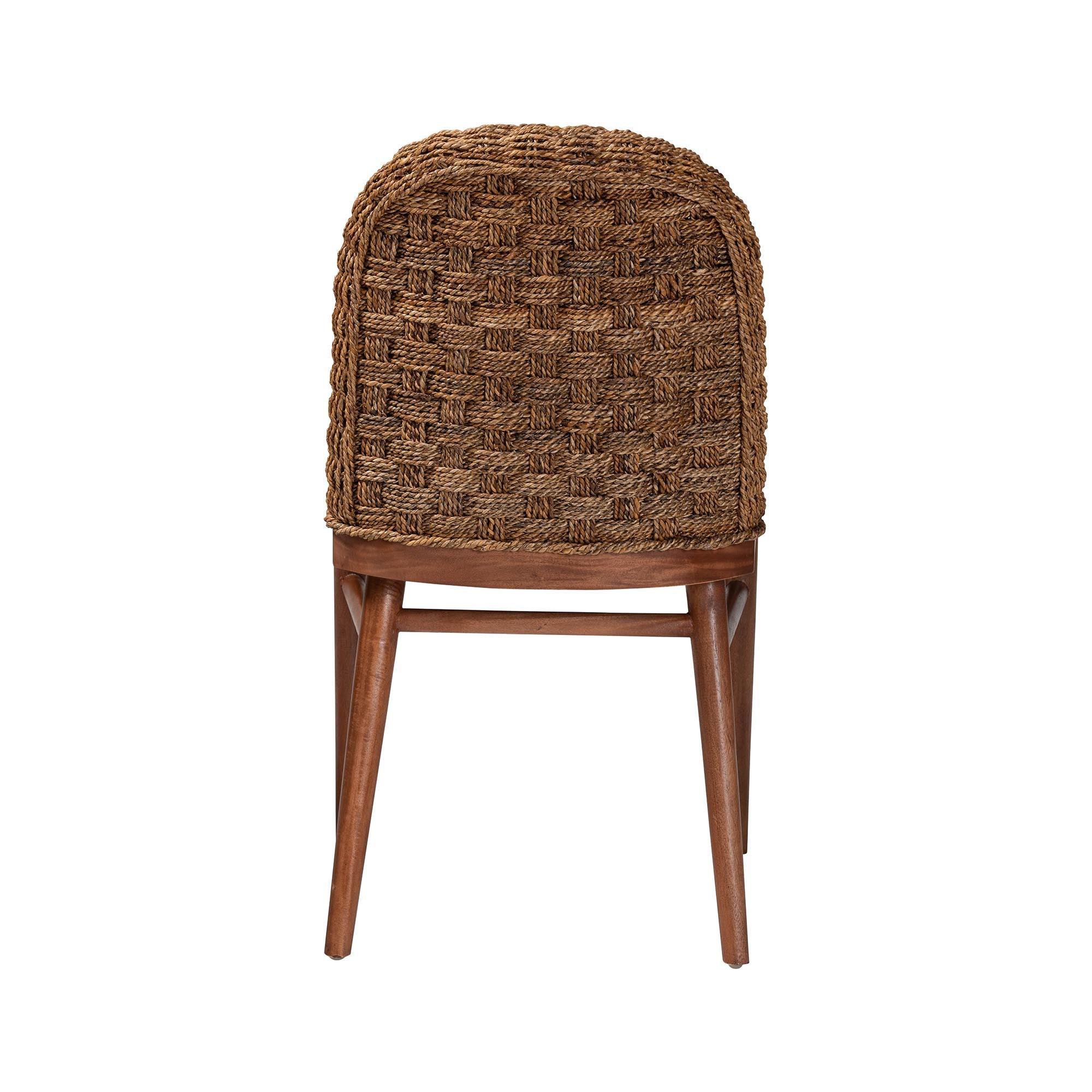 bali & pari Denver Modern Bohemian Finished Acacia Wood and Seagrass Dining Chair