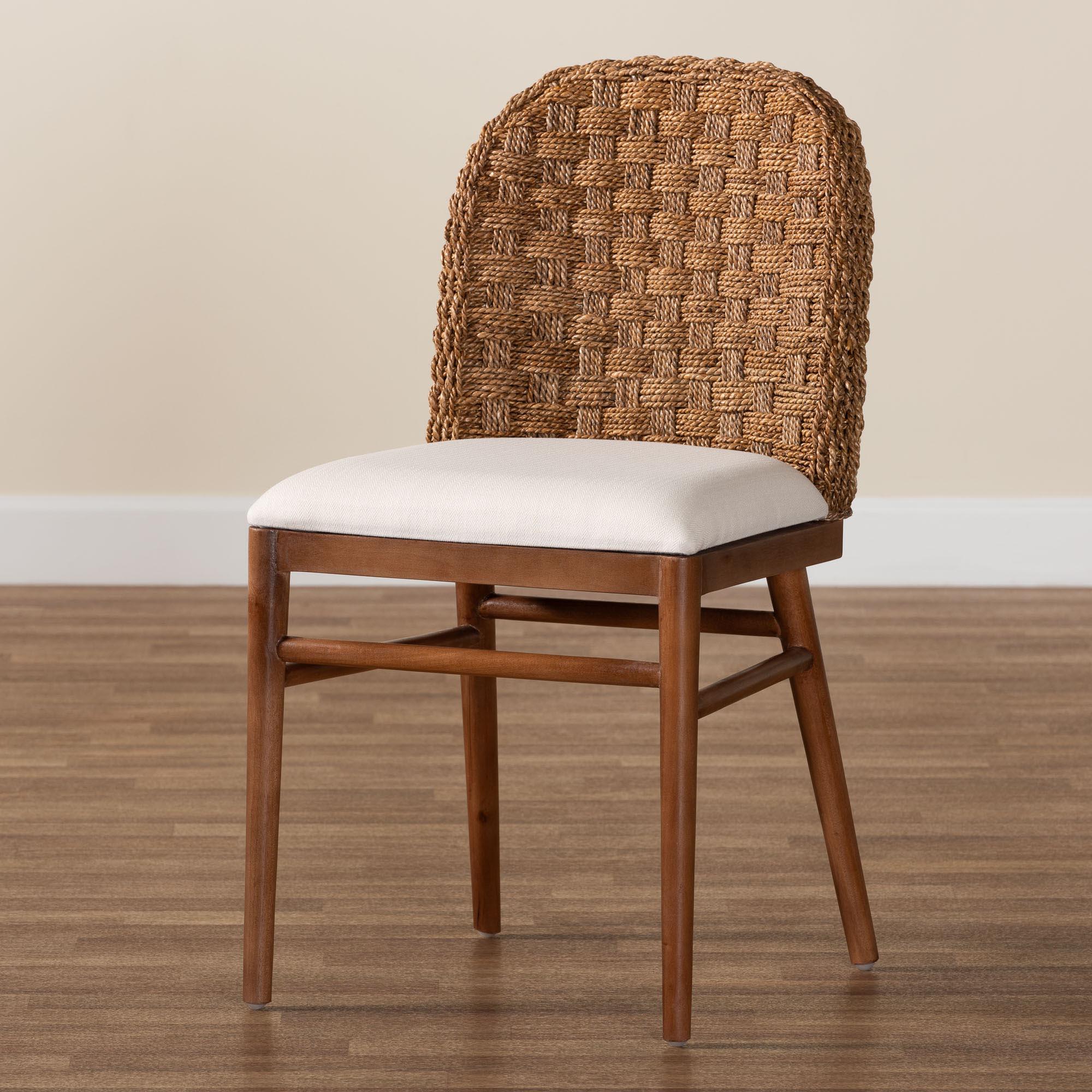 bali & pari Denver Modern Bohemian Finished Acacia Wood and Seagrass Dining Chair