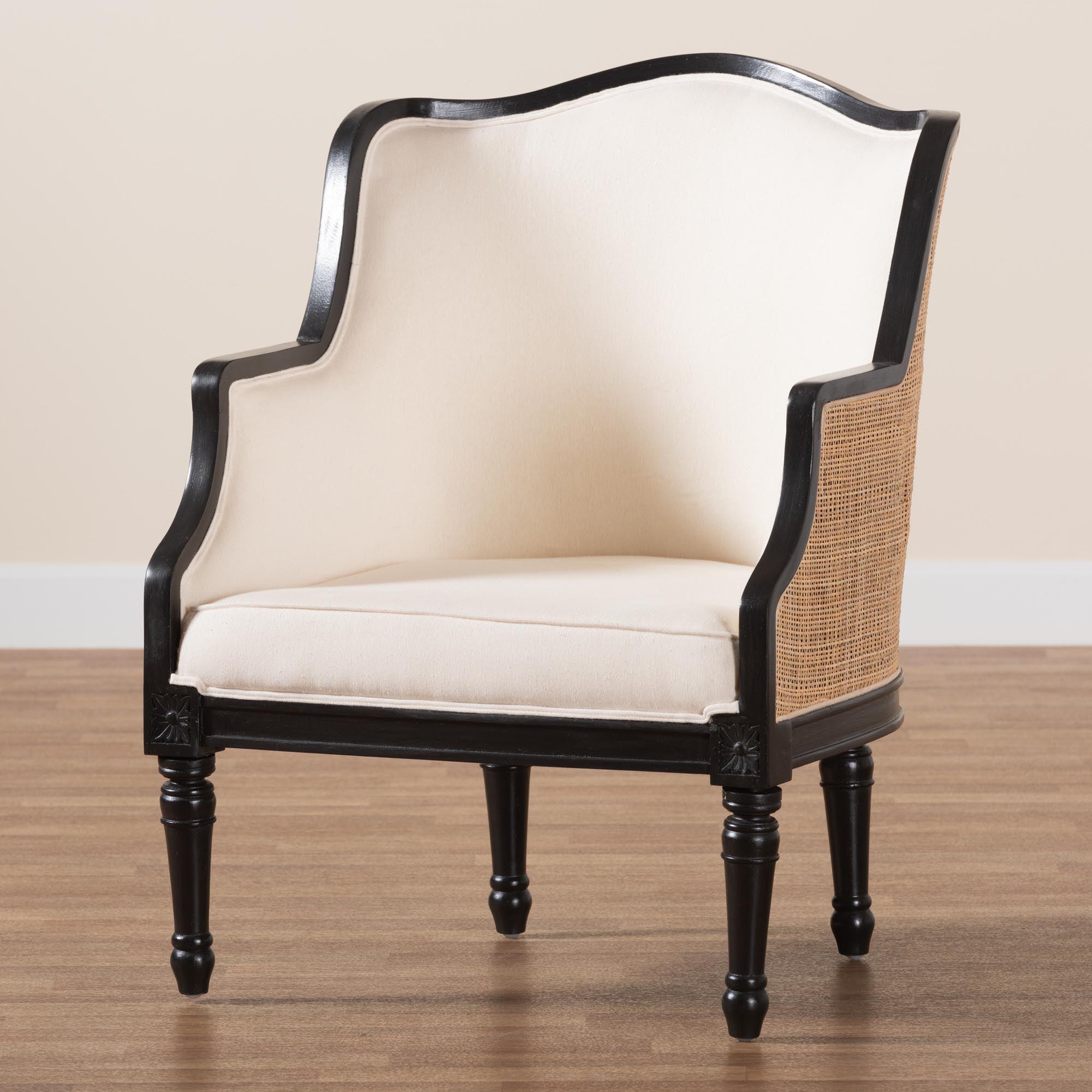 bali & pari Elizette Traditional French Fabric and Finished Wood Accent Chair