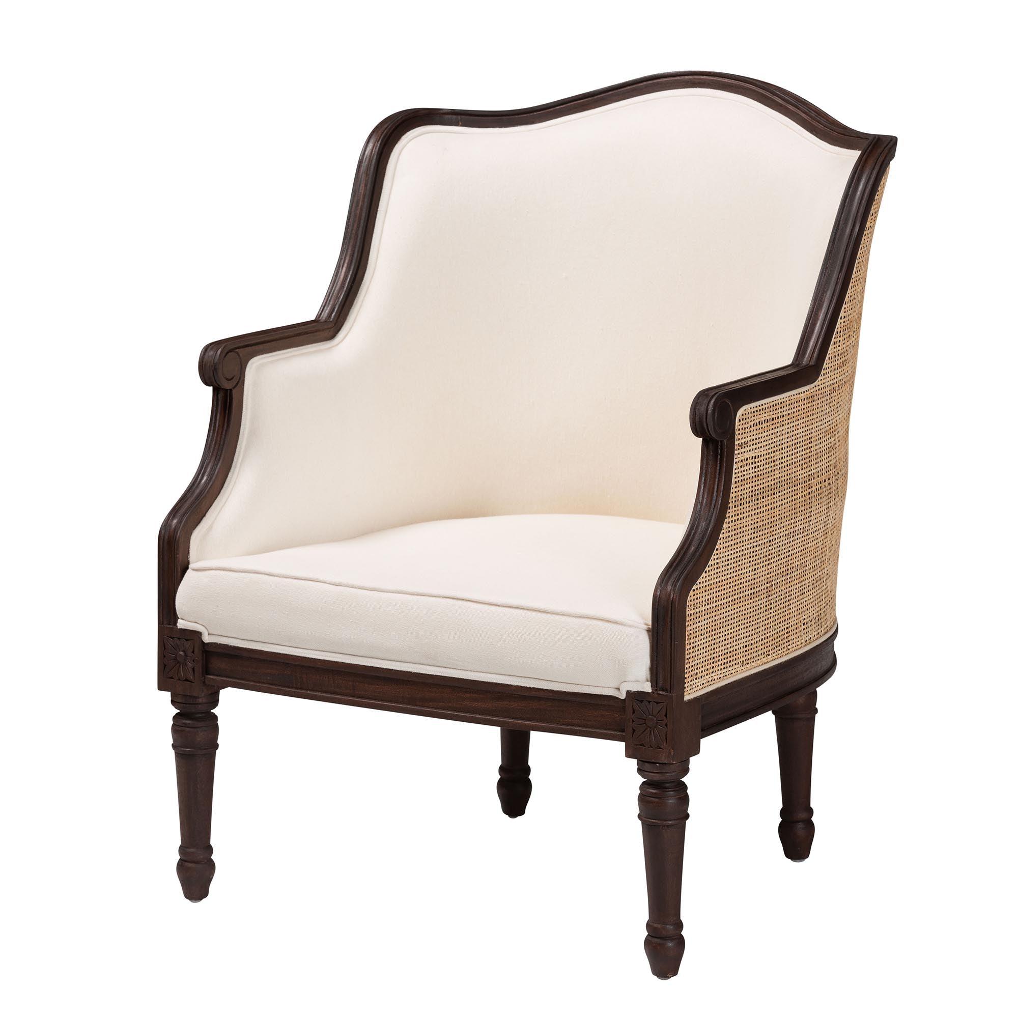 bali & pari Ornella Traditional French Fabric and Finished Wood Accent Chair