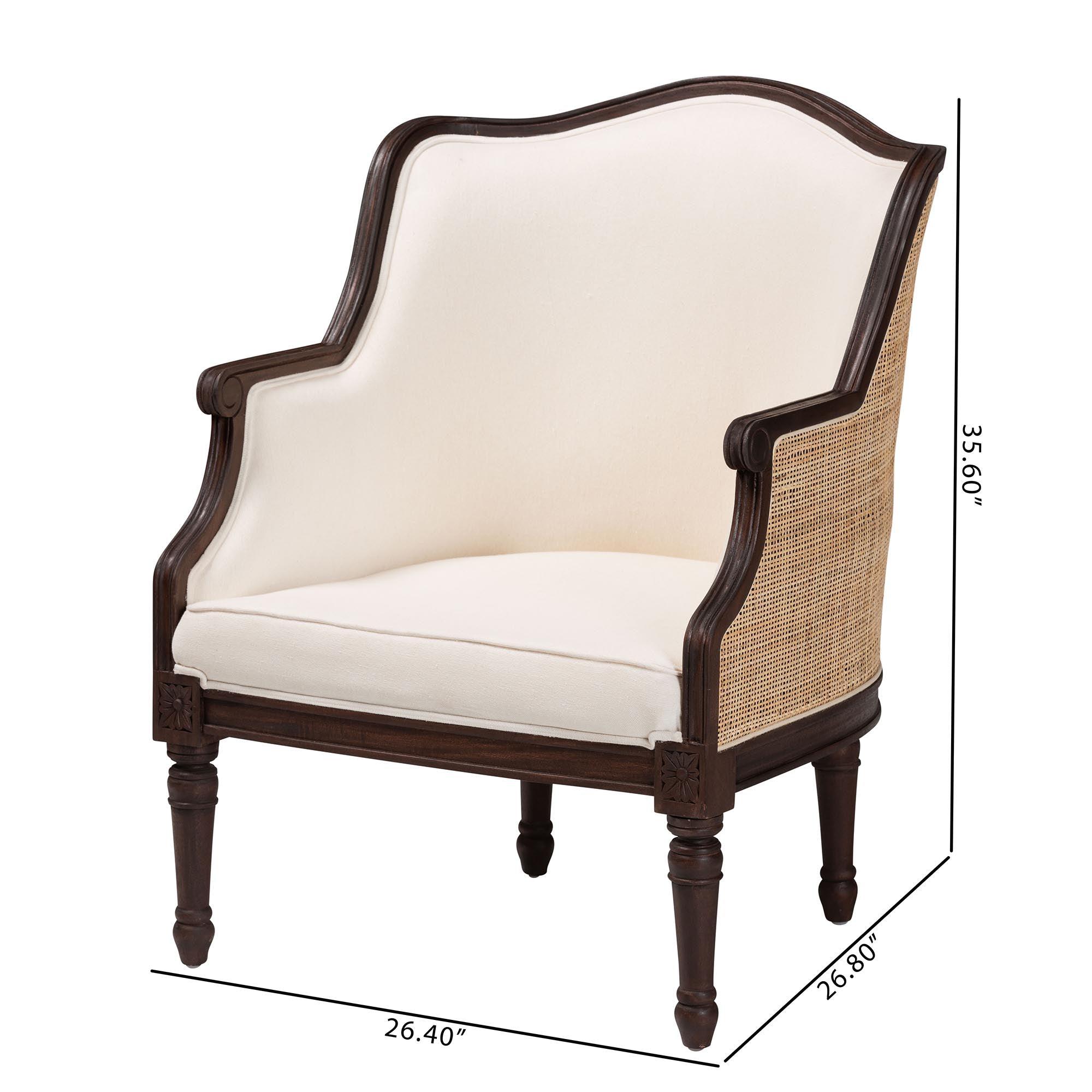 bali & pari Ornella Traditional French Fabric and Finished Wood Accent Chair