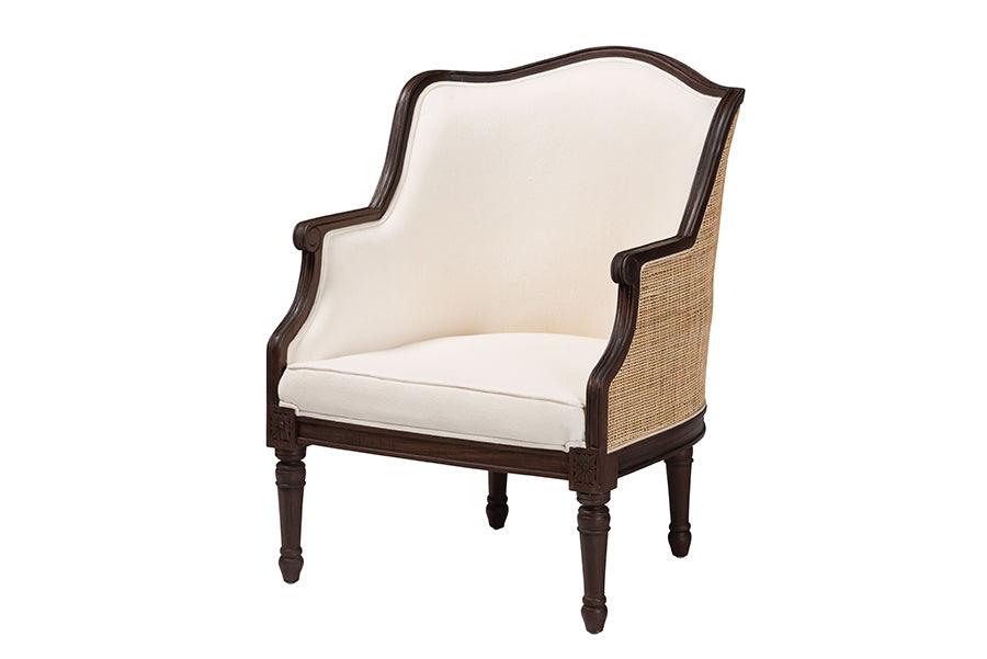 bali & pari Ornella Traditional French Fabric and Finished Wood Accent Chair