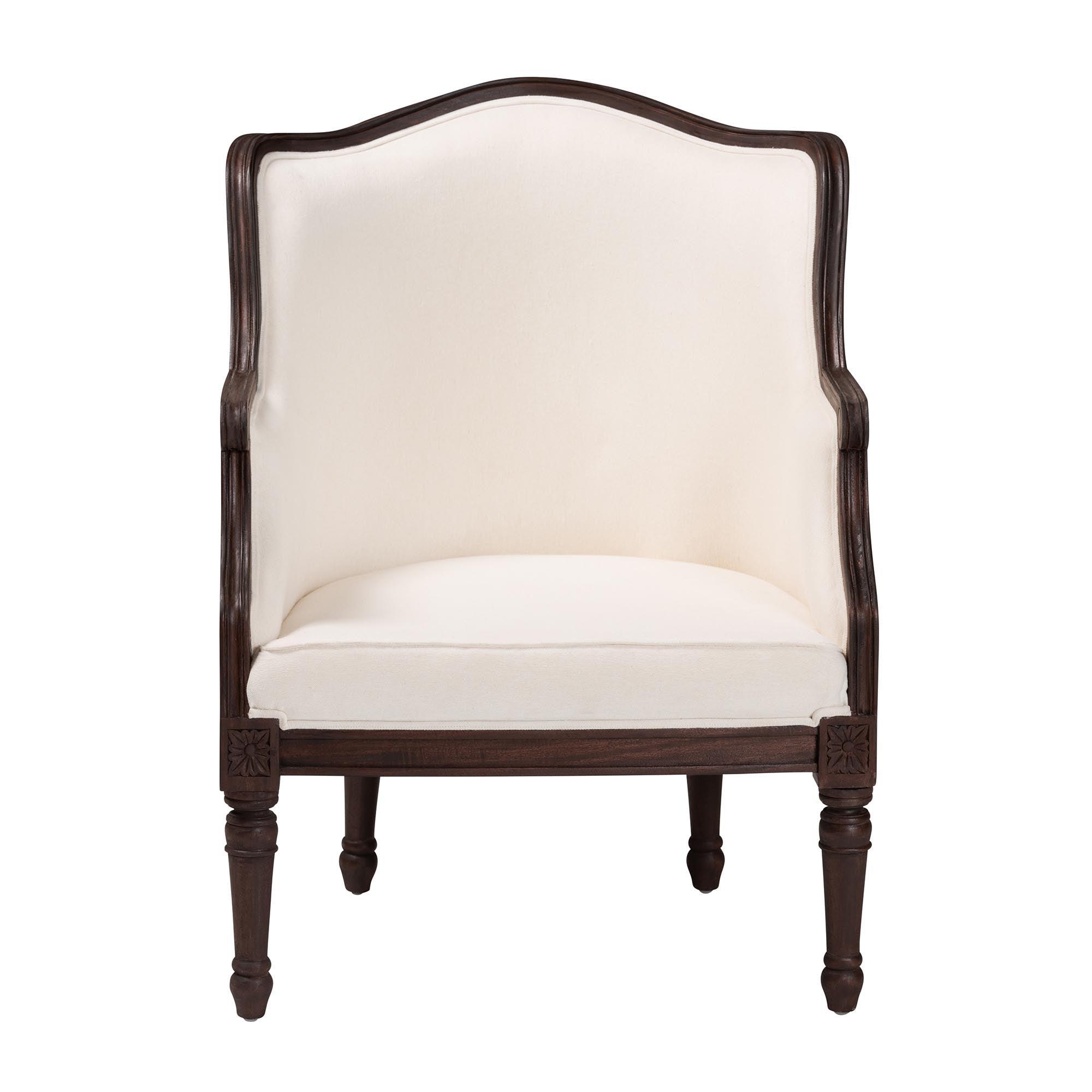 bali & pari Ornella Traditional French Fabric and Finished Wood Accent Chair