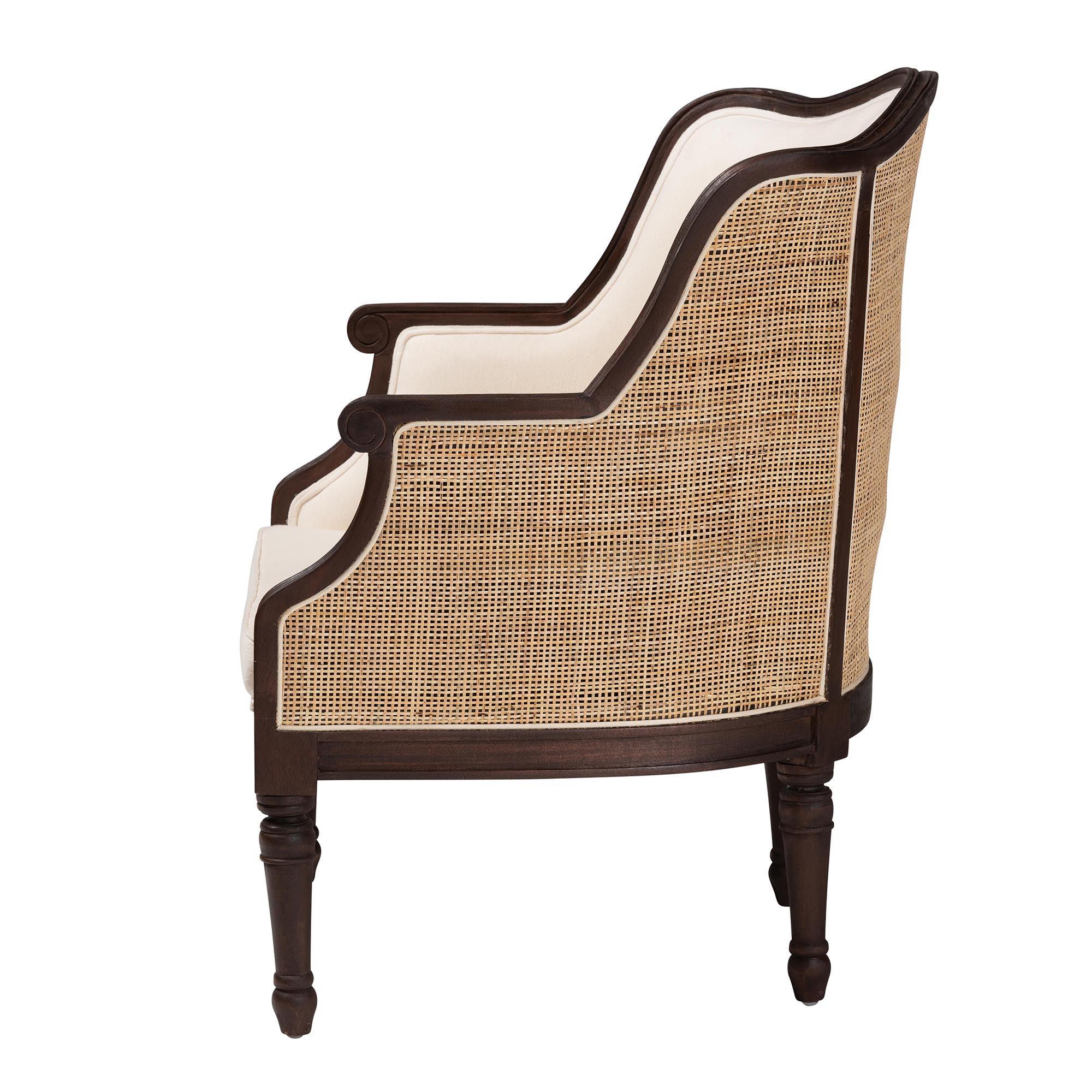 bali & pari Ornella Traditional French Fabric and Finished Wood Accent Chair