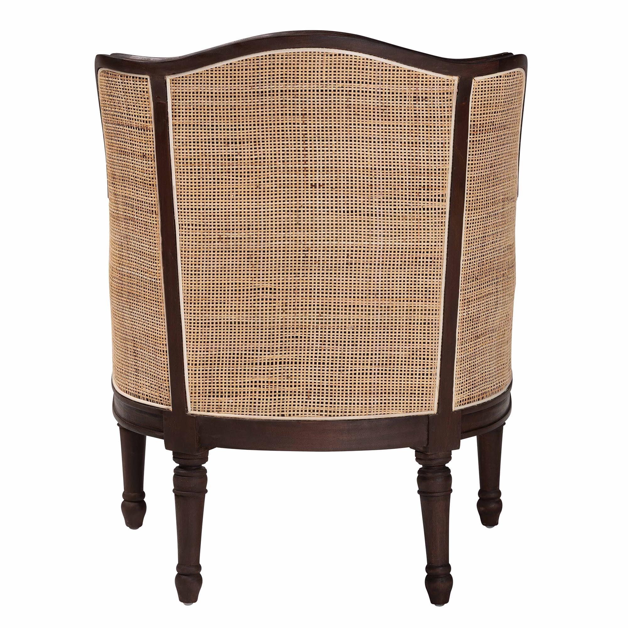 bali & pari Ornella Traditional French Fabric and Finished Wood Accent Chair