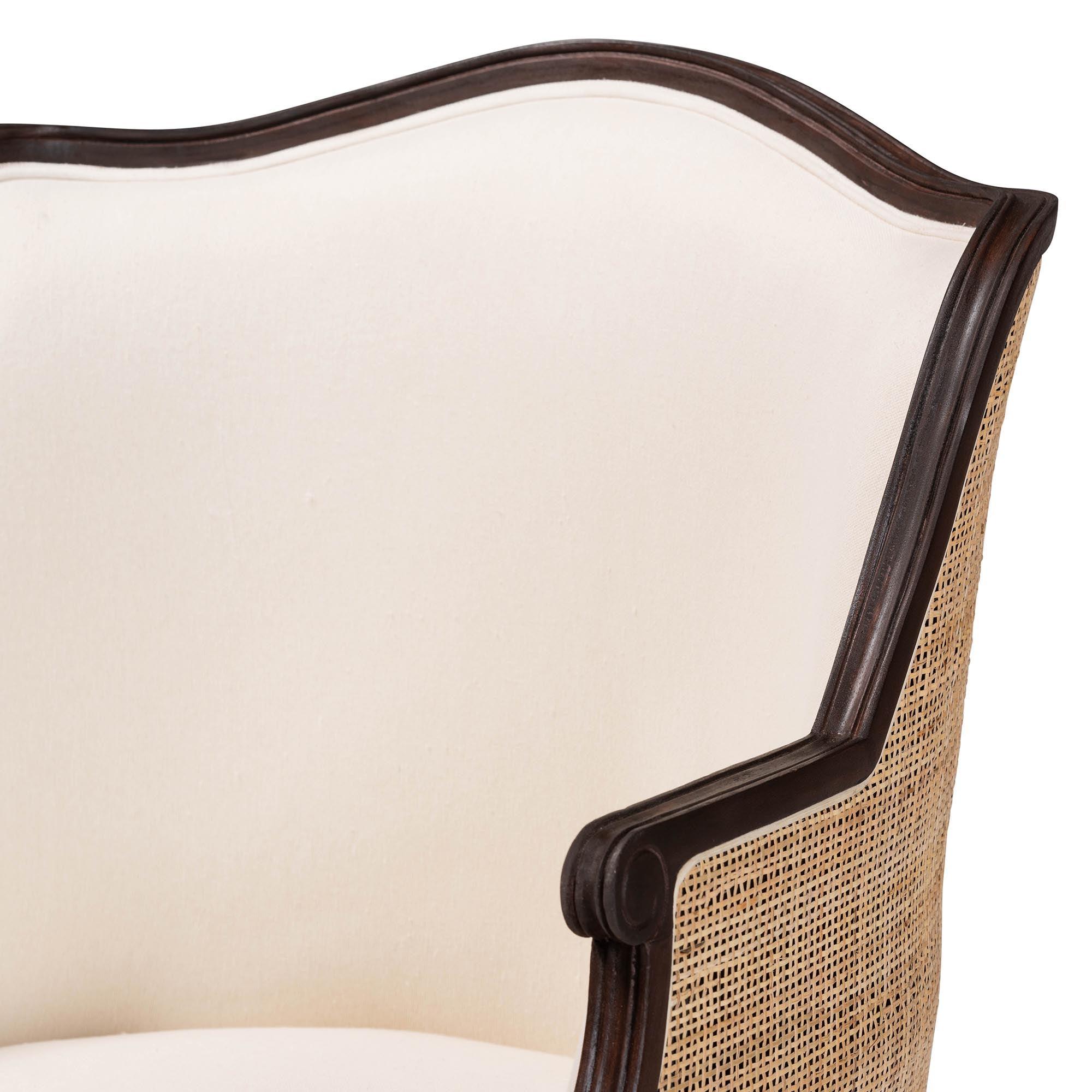 bali & pari Ornella Traditional French Fabric and Finished Wood Accent Chair