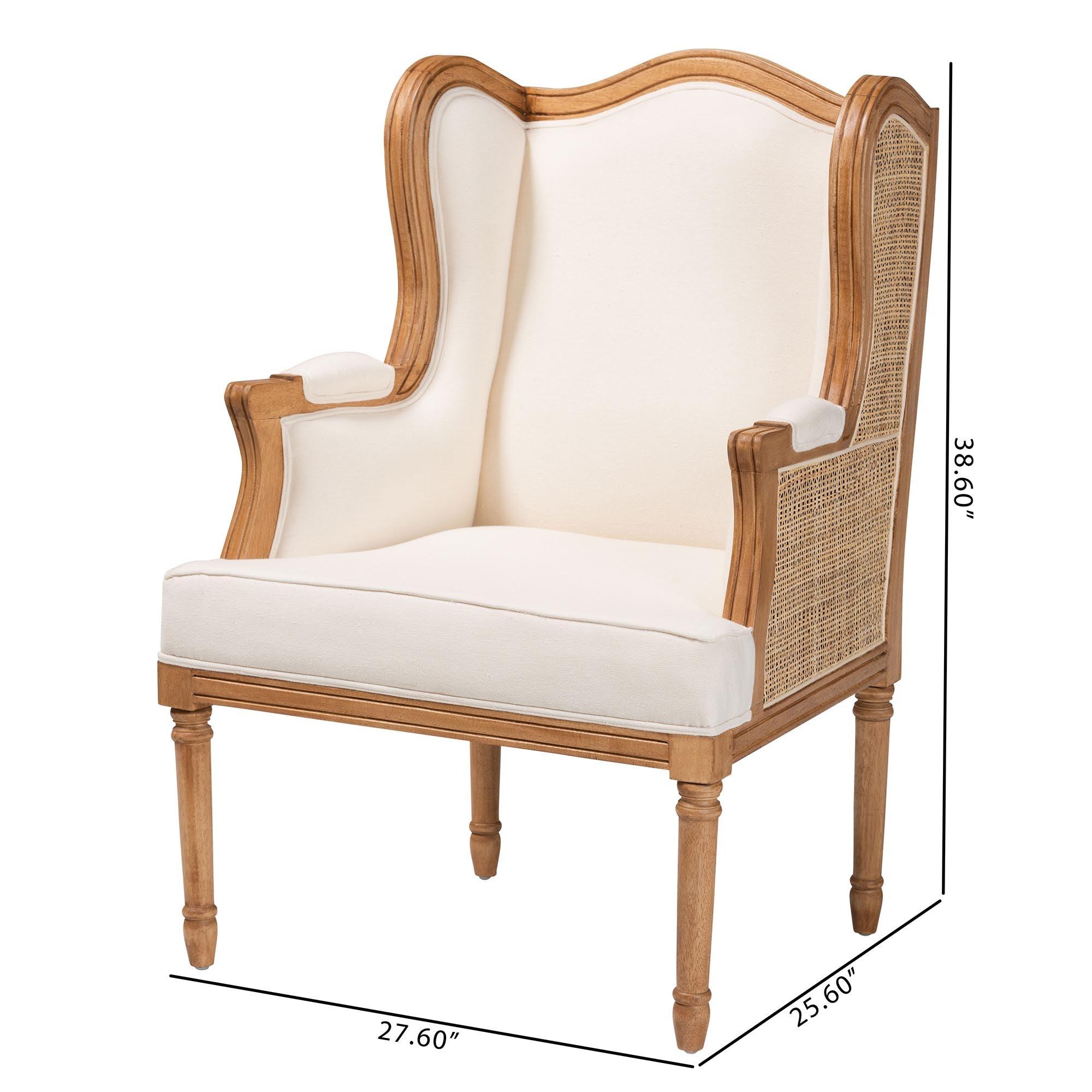 bali & pari Rachana Traditional French Fabric and Honey Finished Wood Accent Chair