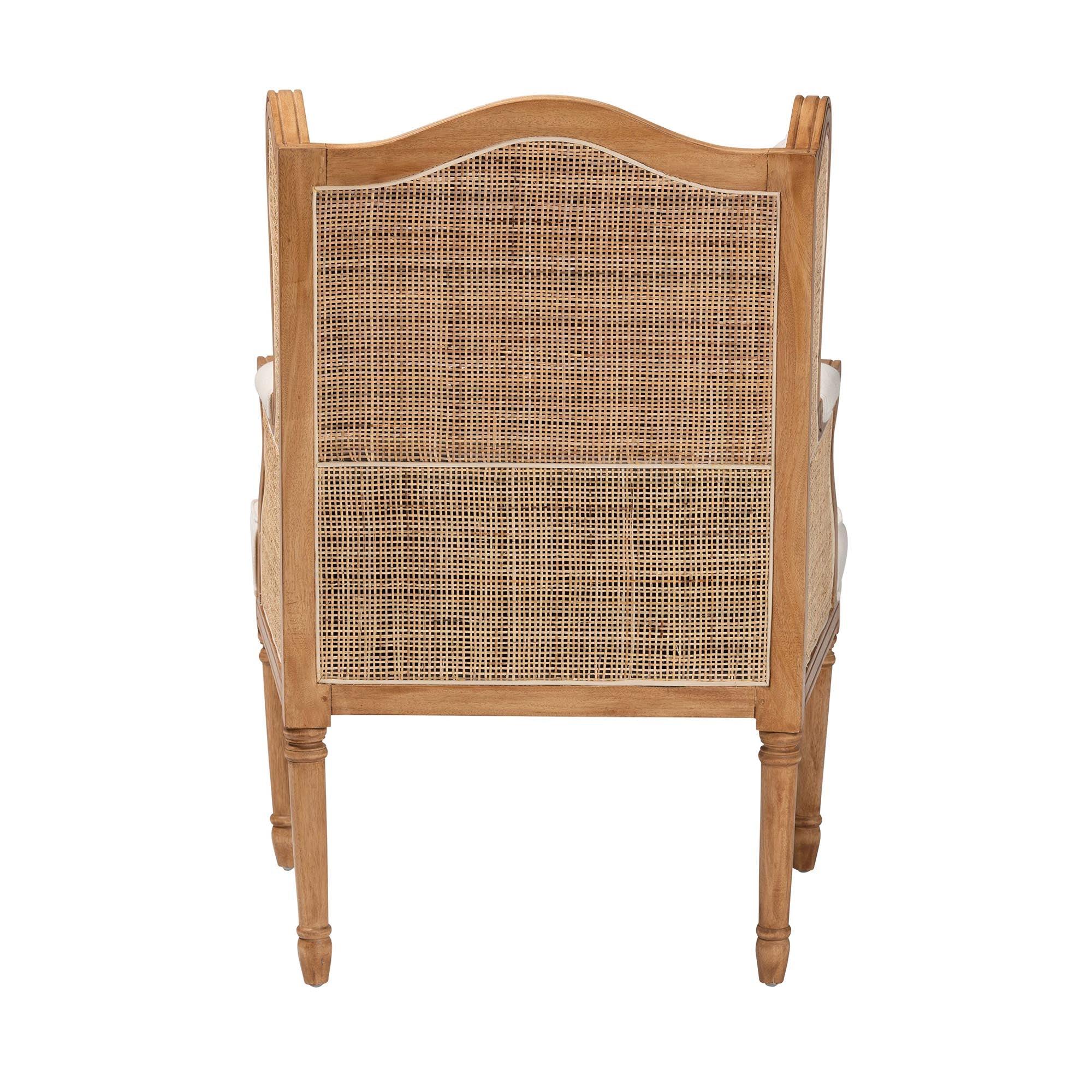 bali & pari Rachana Traditional French Fabric and Honey Finished Wood Accent Chair