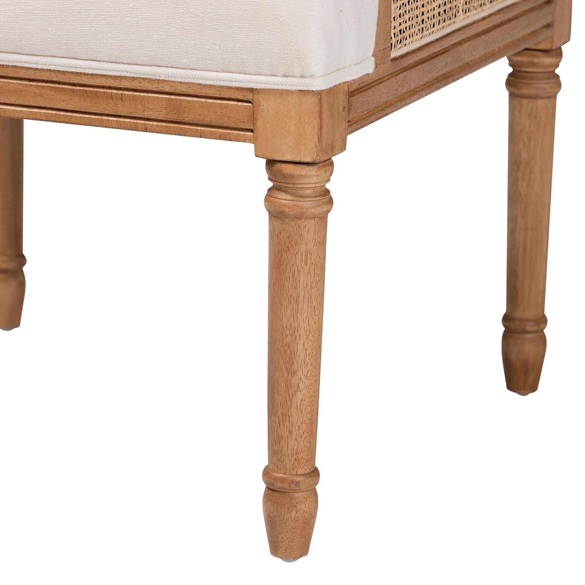 bali & pari Rachana Traditional French Fabric and Honey Finished Wood Accent Chair