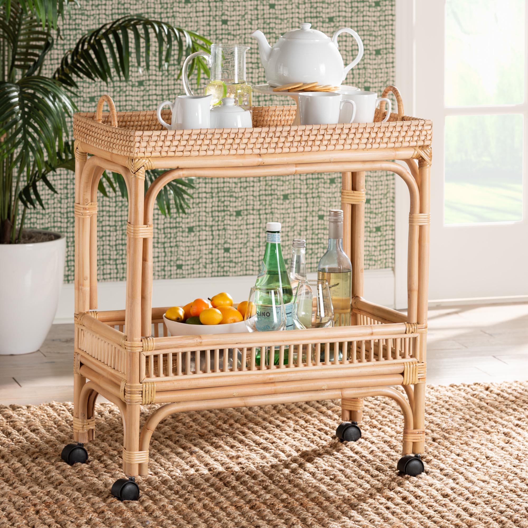 bali & pari Lombok Modern Bohemian Rattan Wine Cart