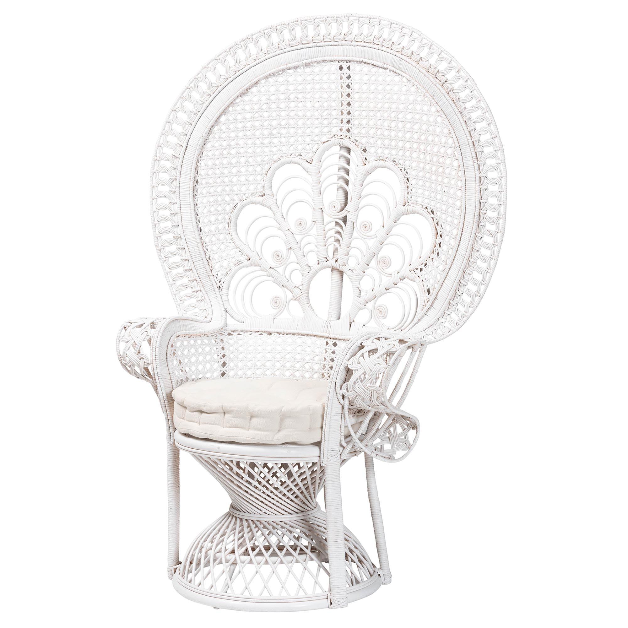 bali & pari Ediva Modern Bohemian Rattan Peacock Accent Chair