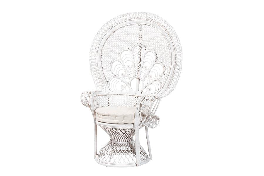 bali & pari Ediva Modern Bohemian Rattan Peacock Accent Chair