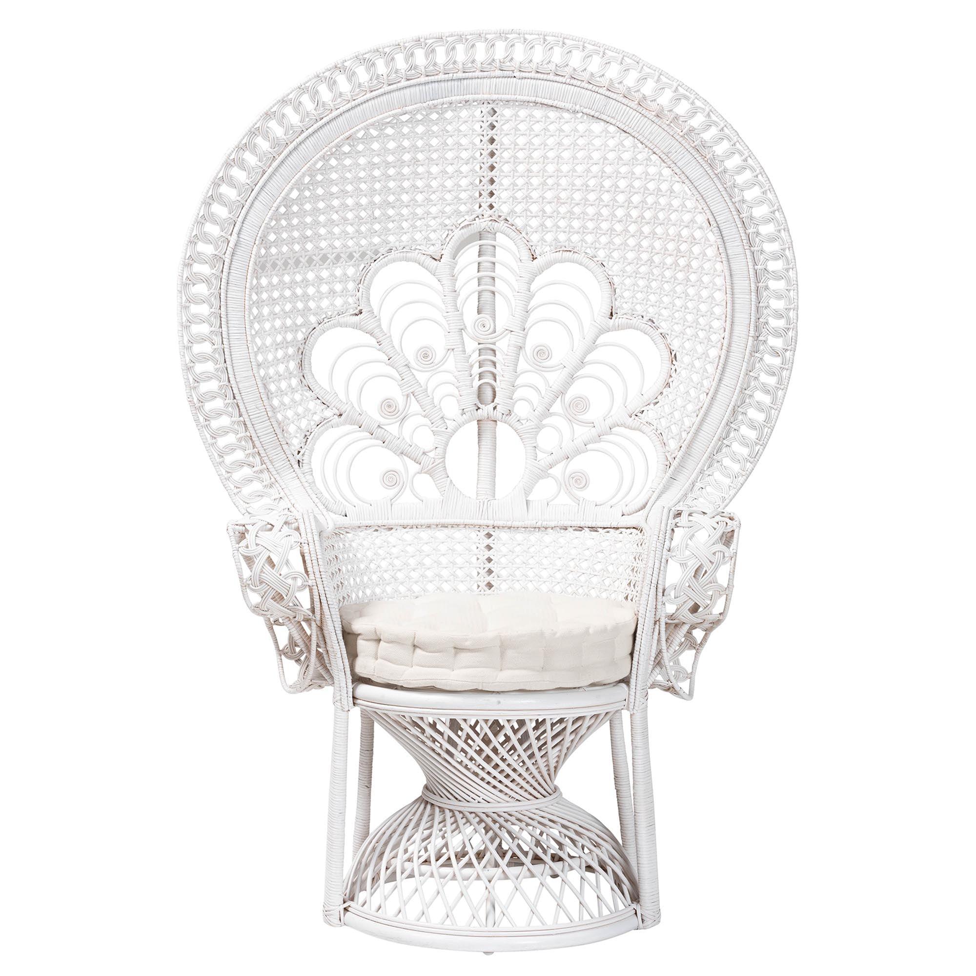 bali & pari Ediva Modern Bohemian Rattan Peacock Accent Chair