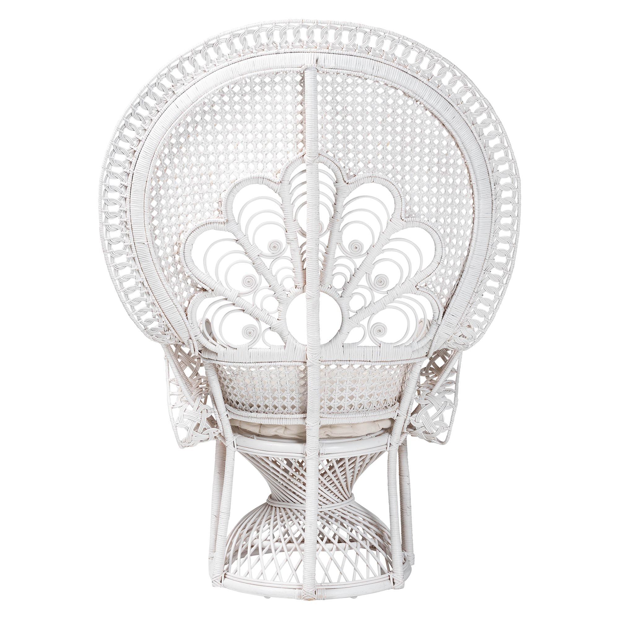 bali & pari Ediva Modern Bohemian Rattan Peacock Accent Chair