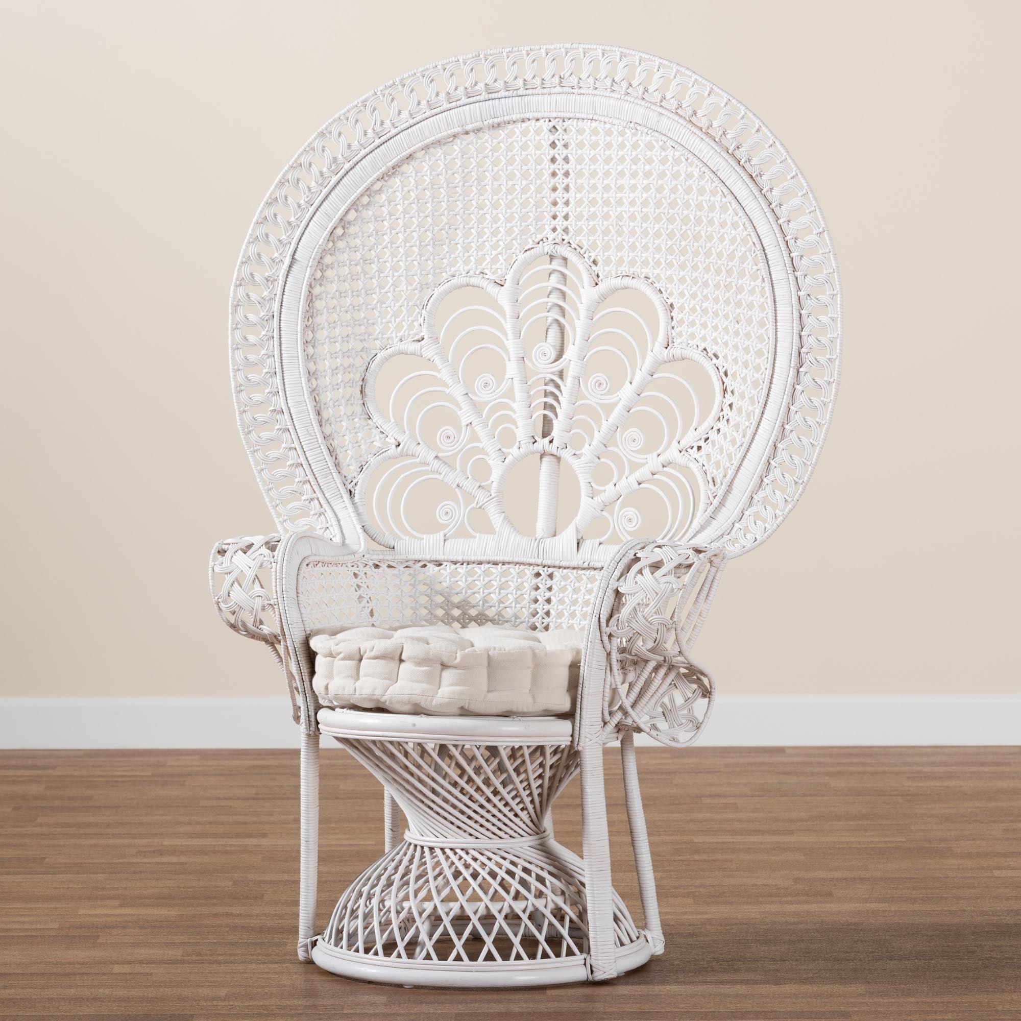 bali & pari Ediva Modern Bohemian Rattan Peacock Accent Chair