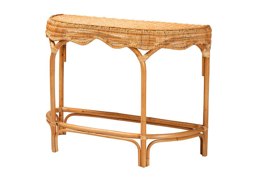 bali & pari Wakana Modern Bohemian Rattan Console Table