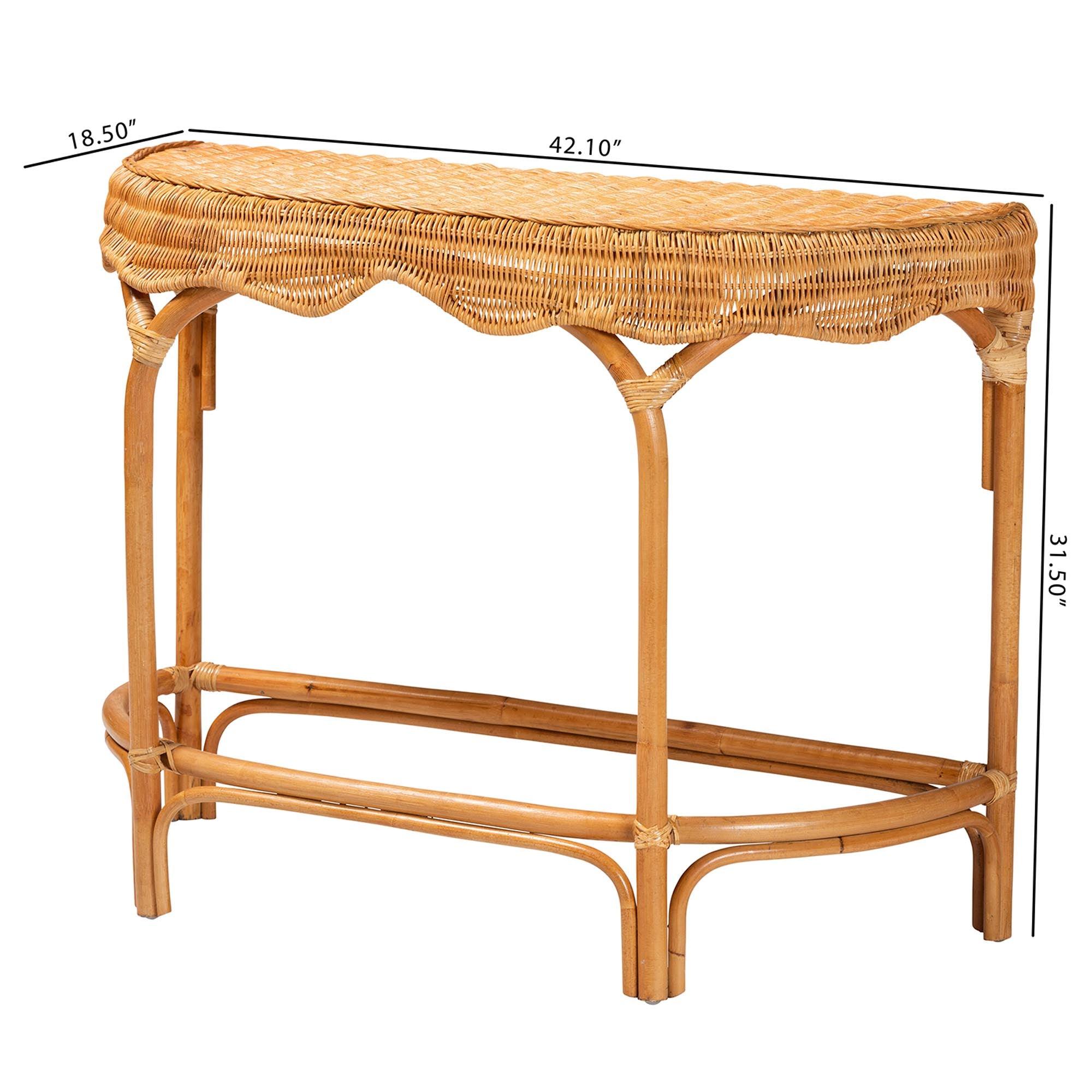 bali & pari Wakana Modern Bohemian Rattan Console Table