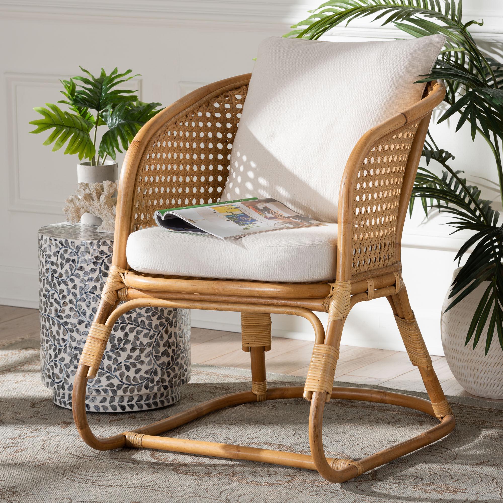 bali & pari Niko Bohemian Light Honey Rattan Arm Chair