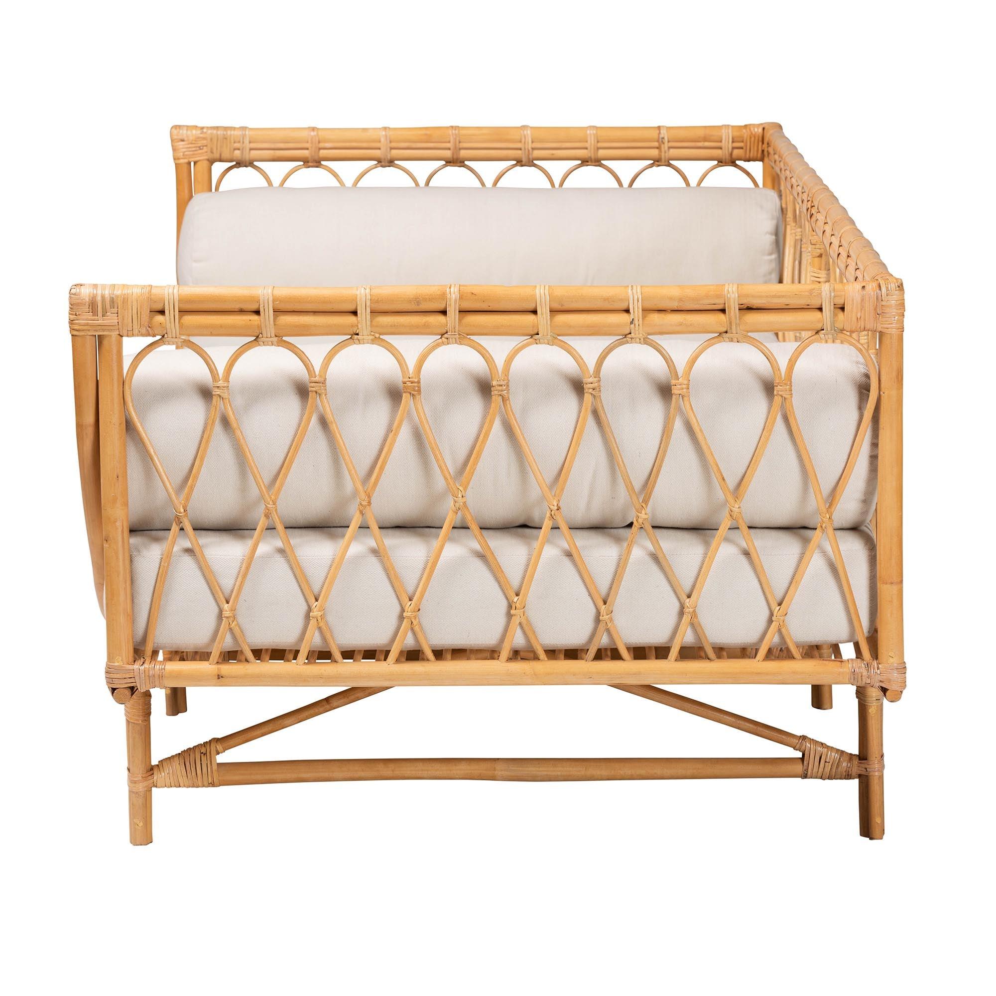 bali & pari Davida Modern Bohemian Rattan Daybed