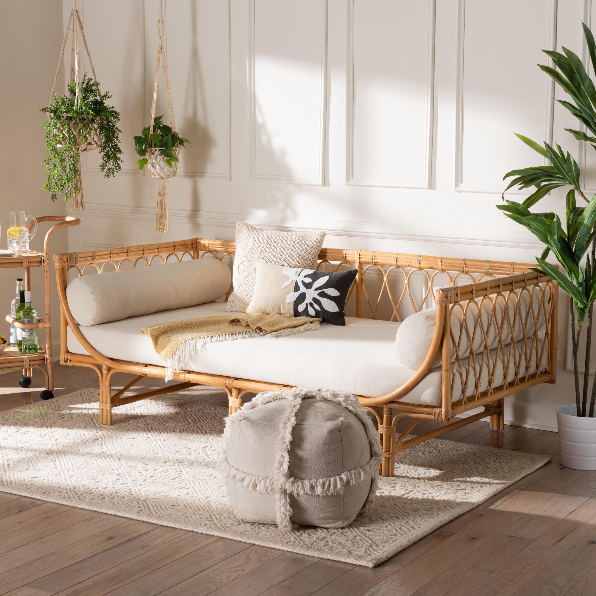 bali & pari Davida Modern Bohemian Rattan Daybed