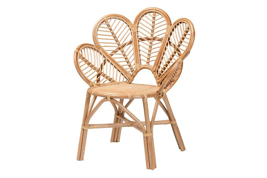 bali & pari Eliava Modern Bohemian Rattan Flower Accent Chair