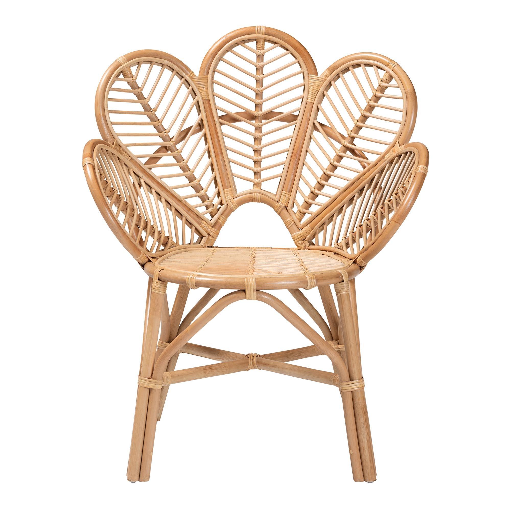 bali & pari Eliava Modern Bohemian Rattan Flower Accent Chair