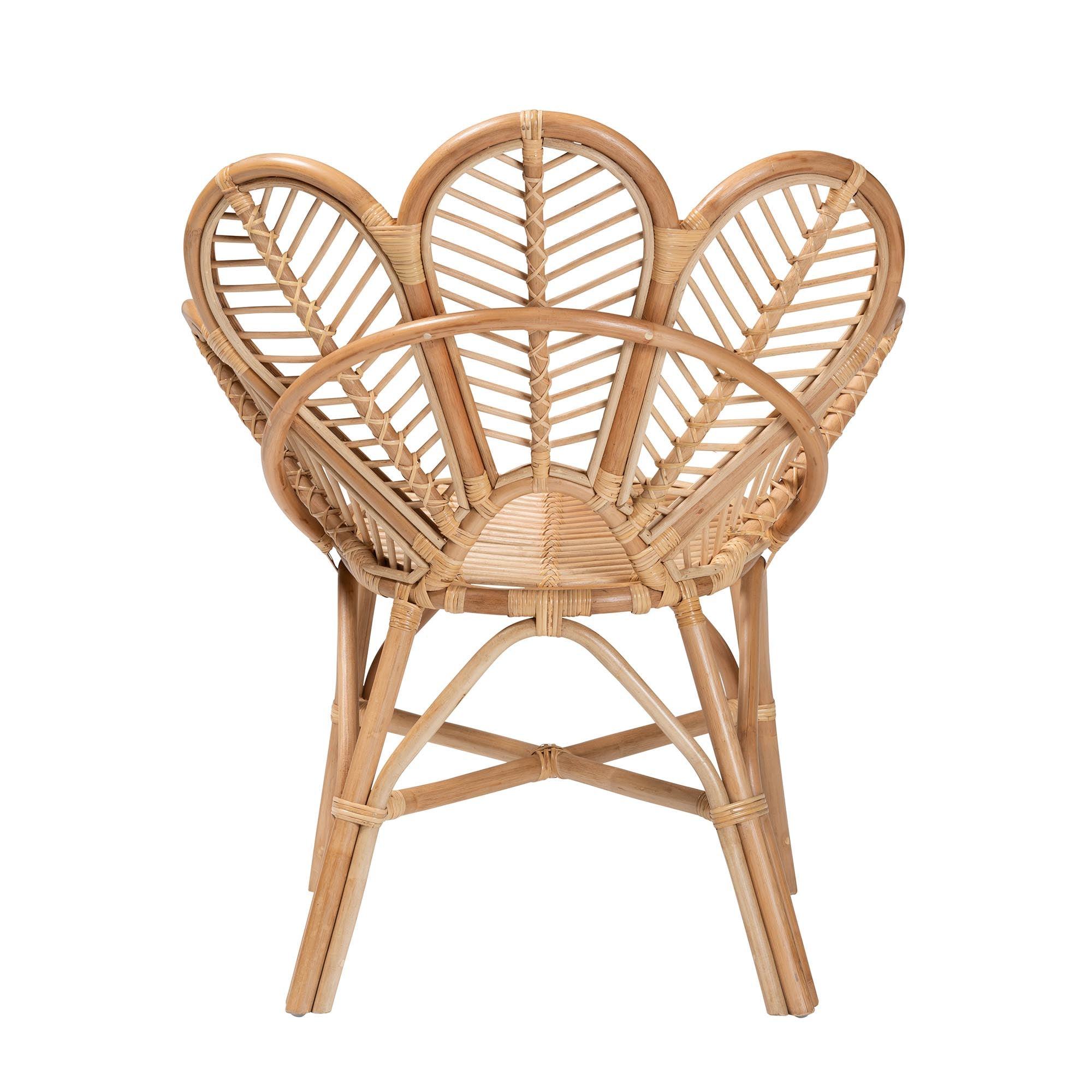 bali & pari Eliava Modern Bohemian Rattan Flower Accent Chair