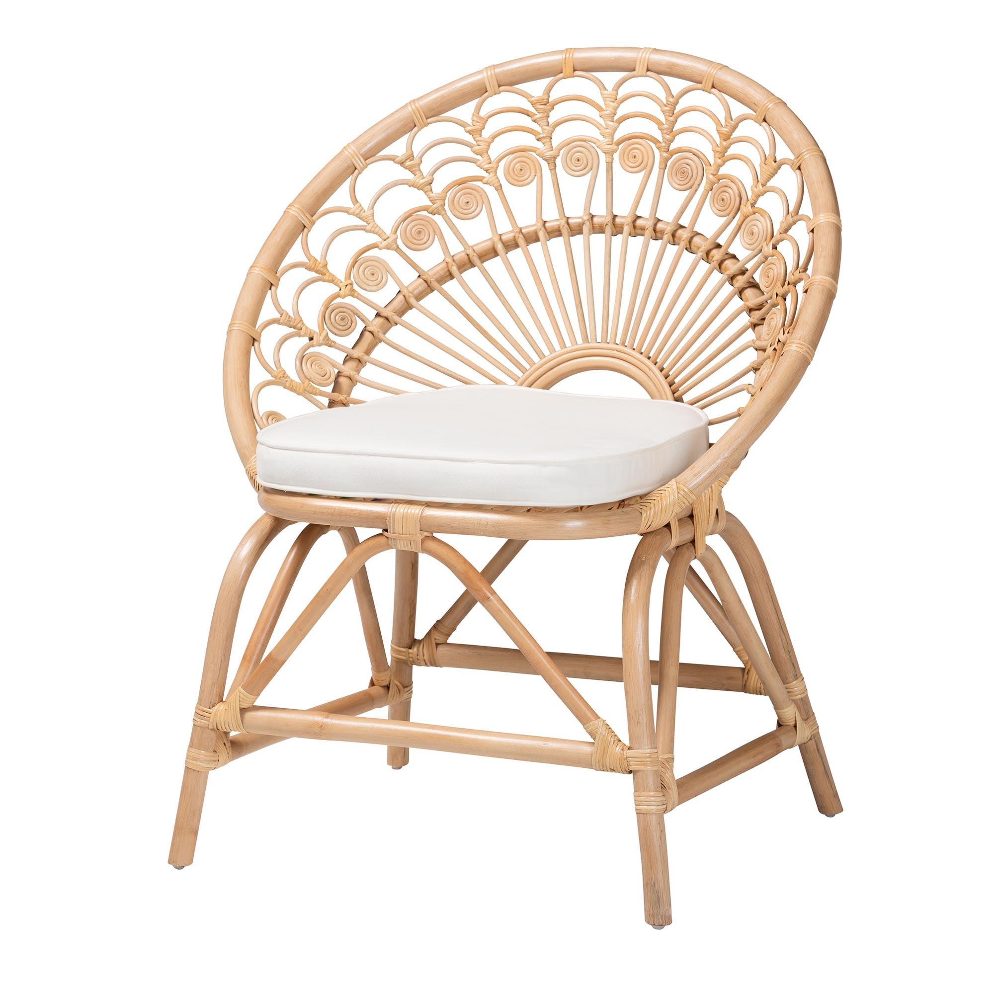 bali & pari Abriella Modern Bohemian Rattan Peacock Accent Chair