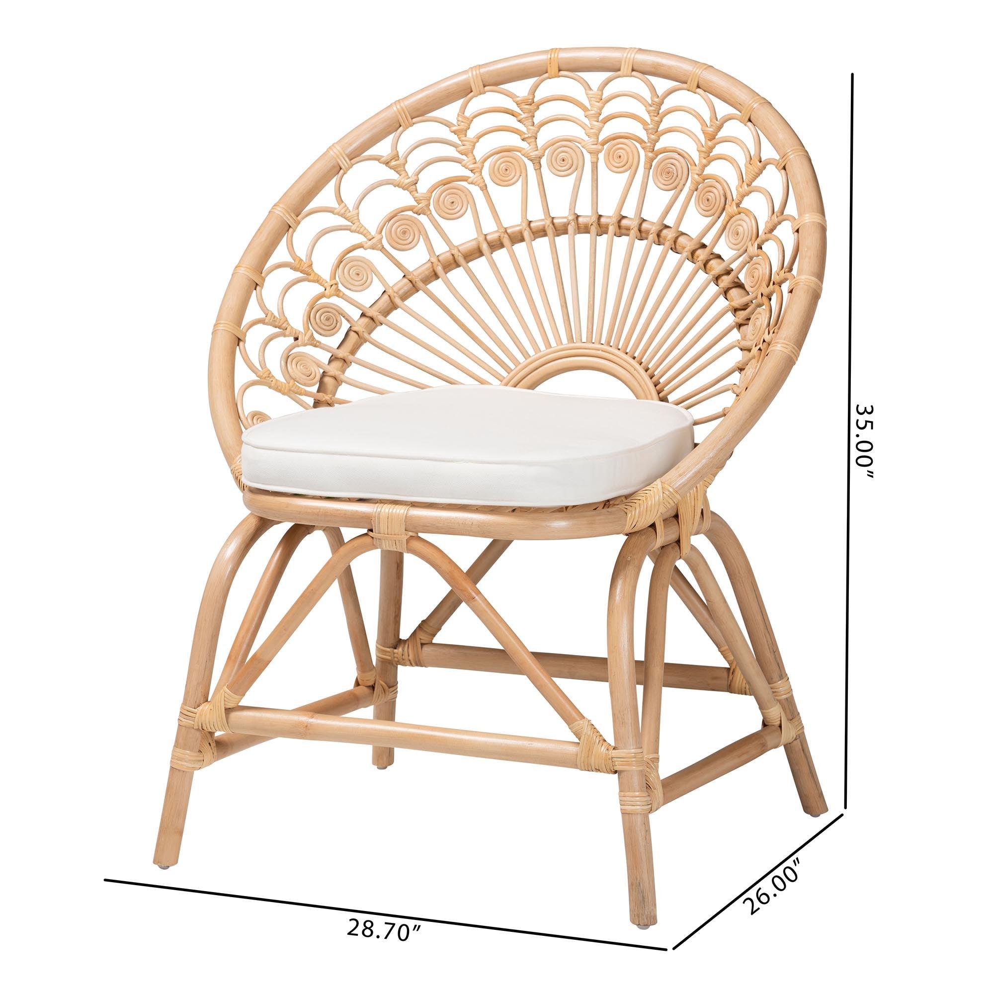 bali & pari Abriella Modern Bohemian Rattan Peacock Accent Chair