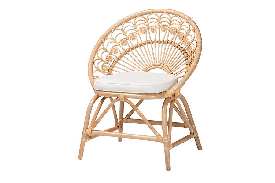 bali & pari Abriella Modern Bohemian Rattan Peacock Accent Chair