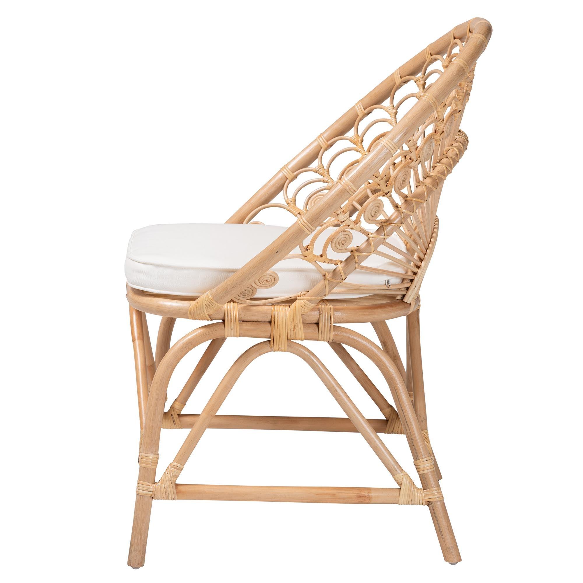 bali & pari Abriella Modern Bohemian Rattan Peacock Accent Chair