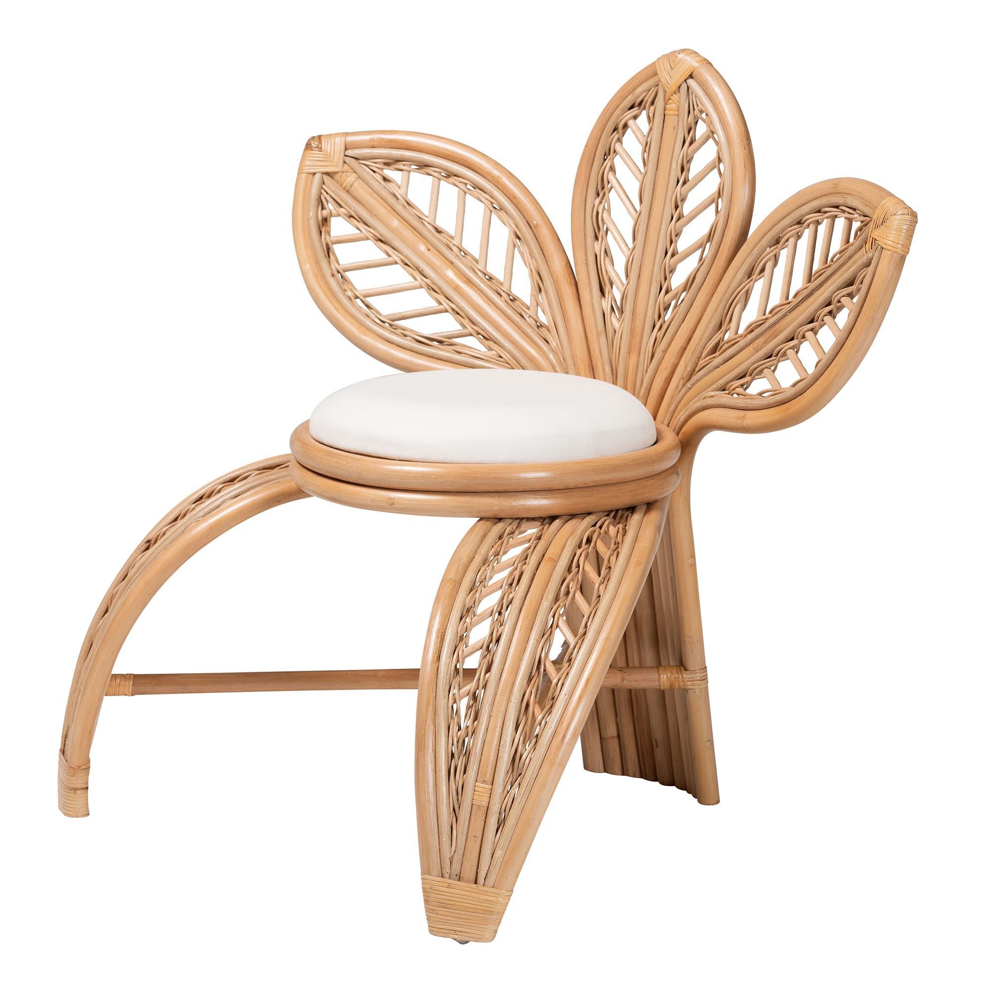 bali & pari Gresham Modern Bohemian Rattan Leaf Accent Chair