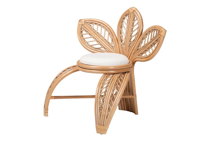 bali & pari Gresham Modern Bohemian Rattan Leaf Accent Chair