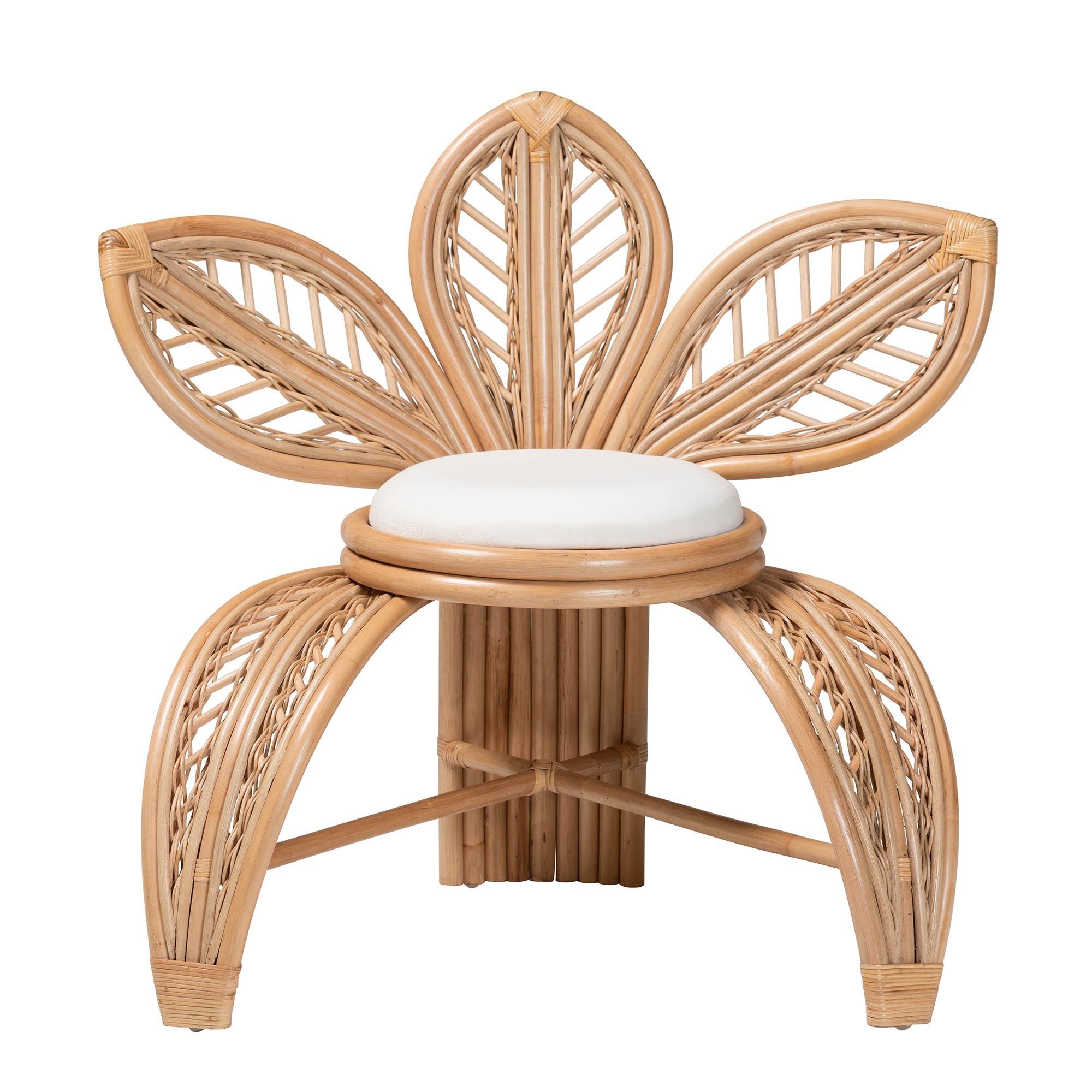 bali & pari Gresham Modern Bohemian Rattan Leaf Accent Chair