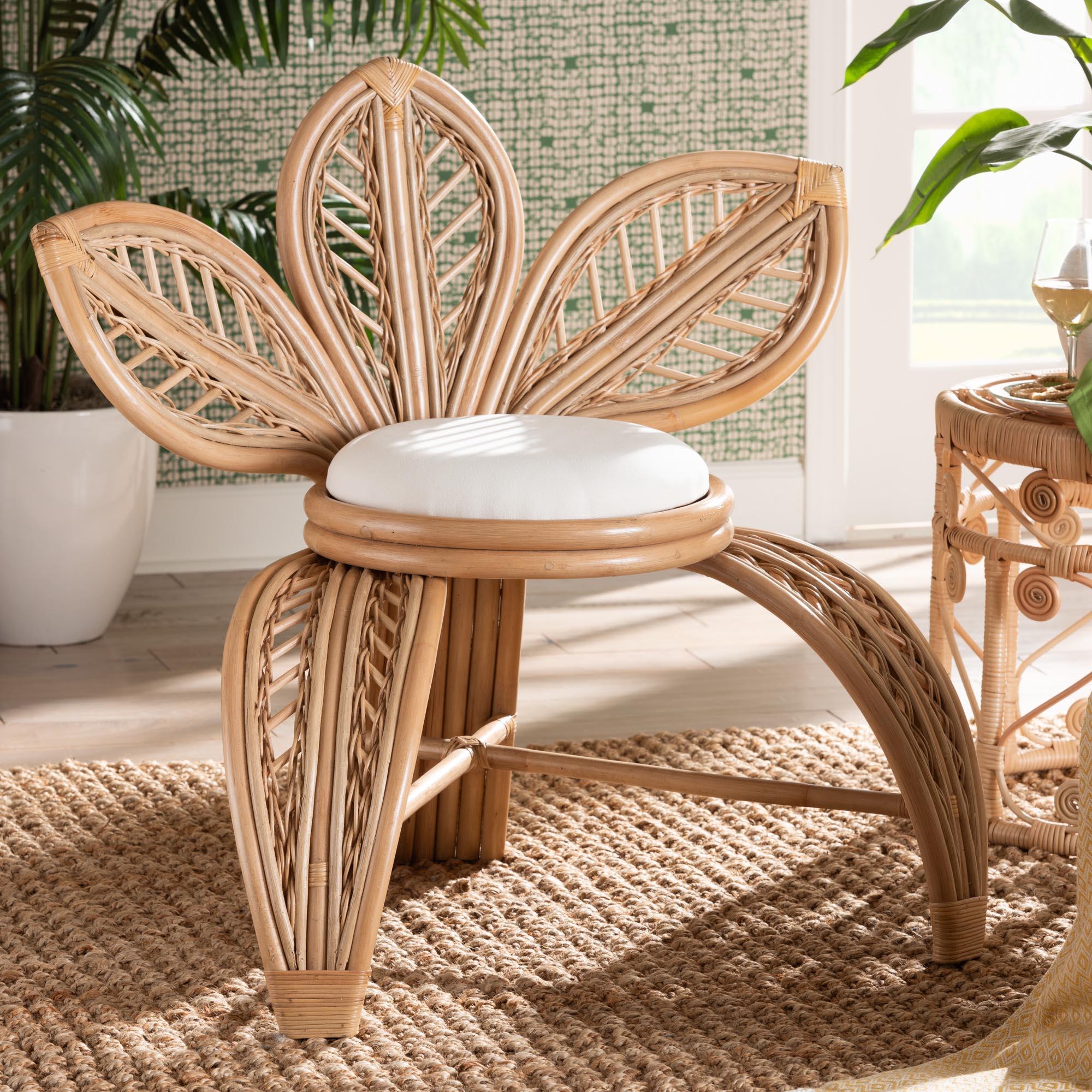 bali & pari Gresham Modern Bohemian Rattan Leaf Accent Chair