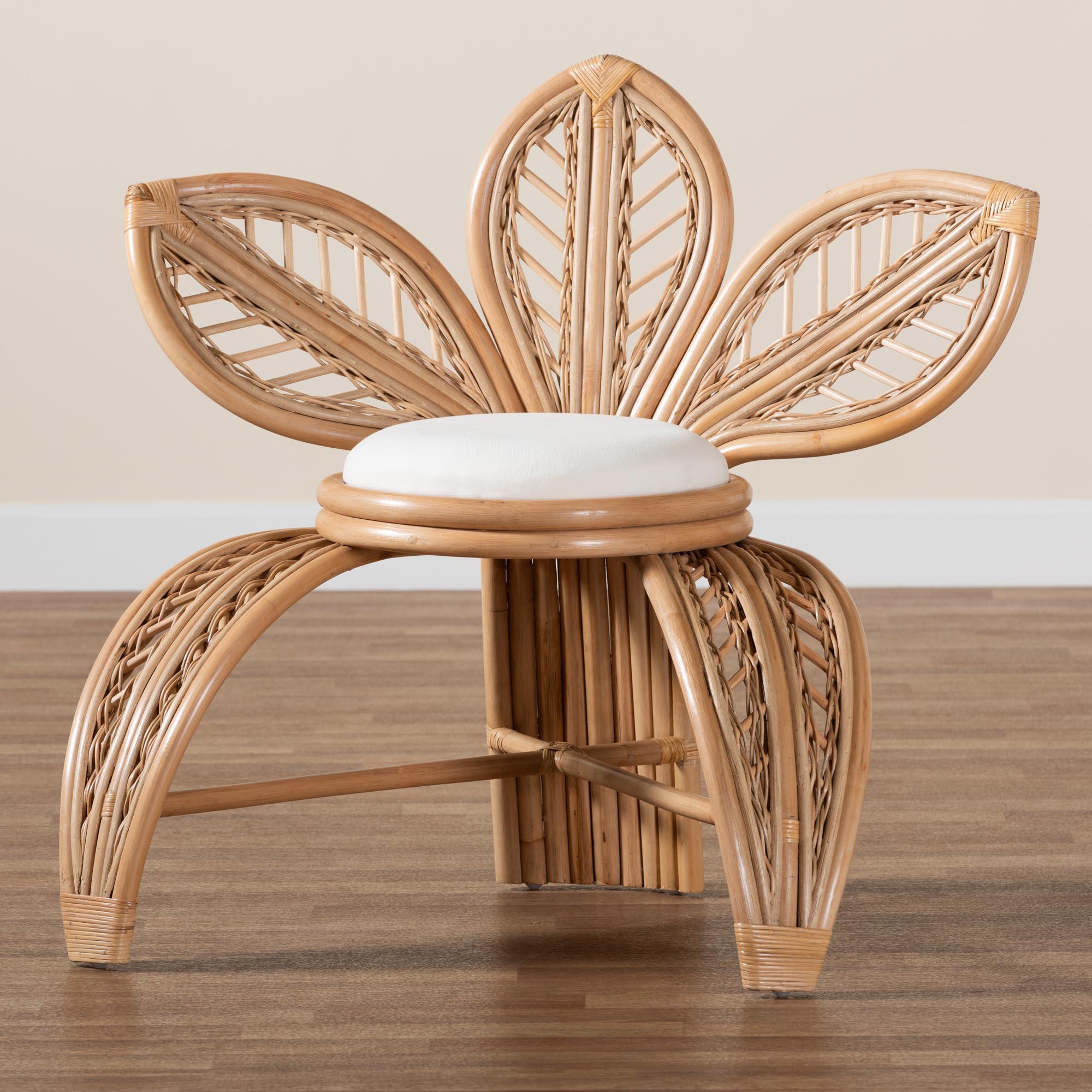 bali & pari Gresham Modern Bohemian Rattan Leaf Accent Chair