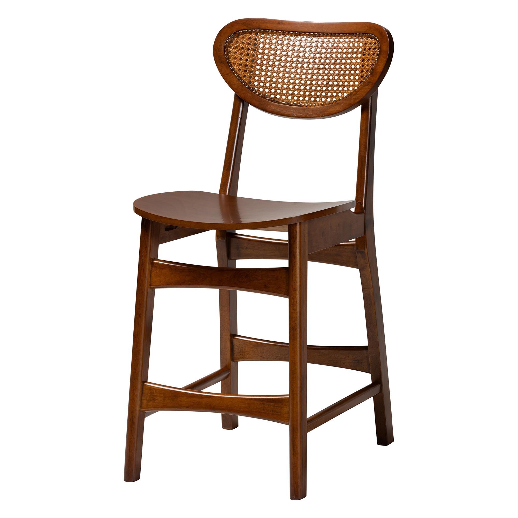 Hesper Mid-Century Modern Finished Wood and Rattan 5-Piece Pub Set