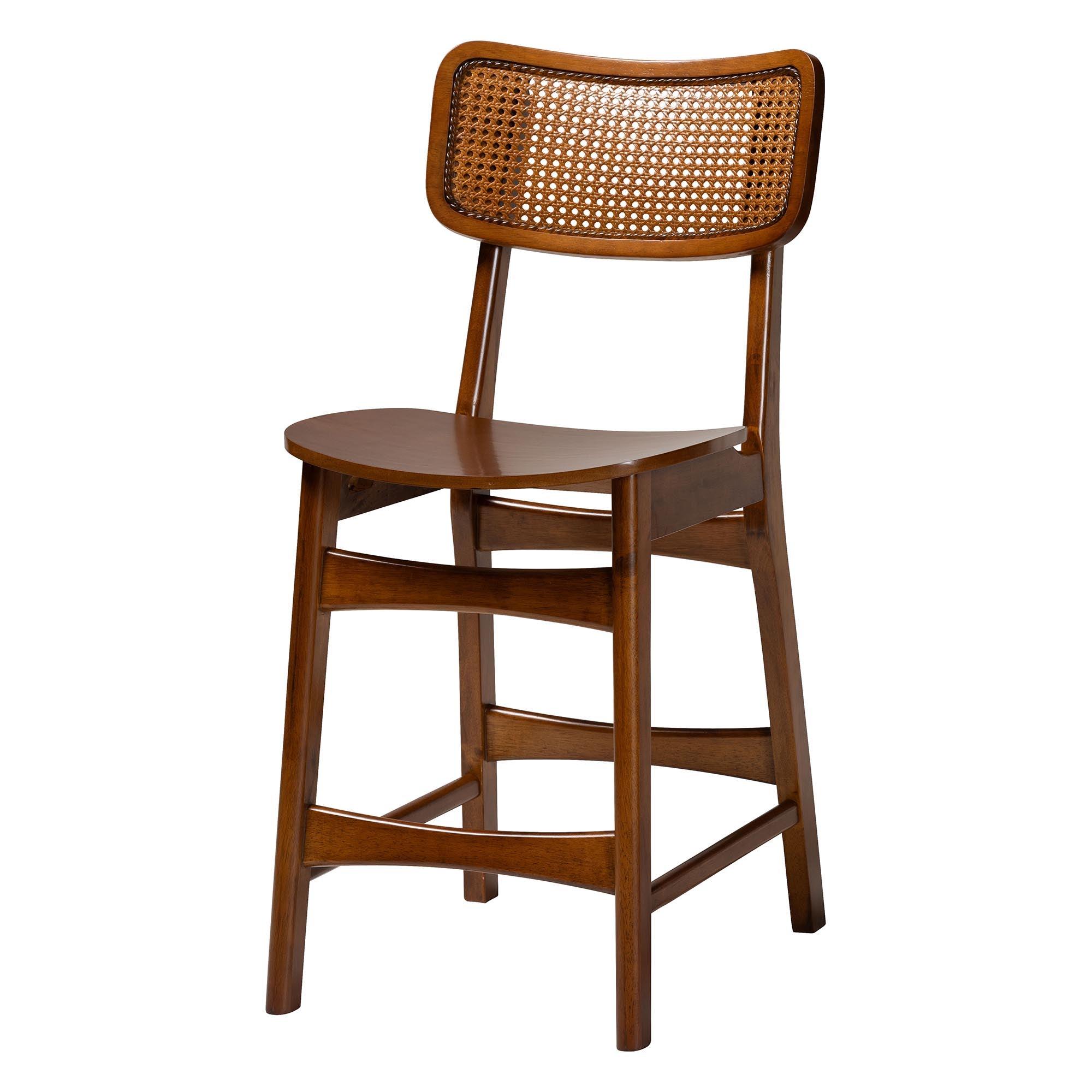 Tafari Mid-Century Modern Finished Wood and Rattan Pub Set