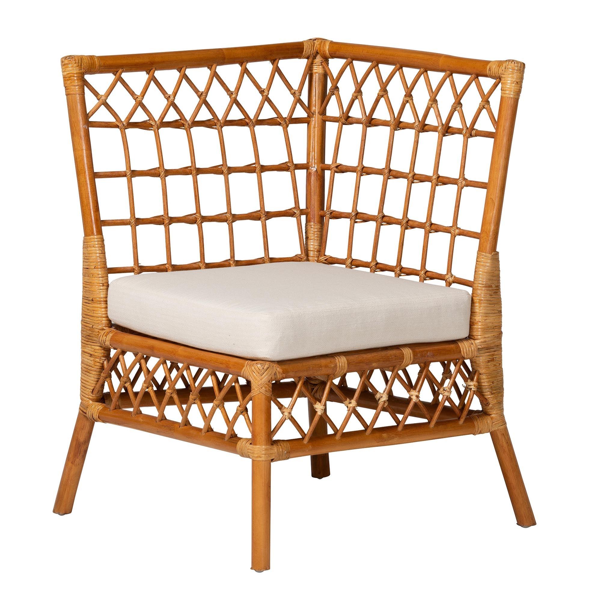 bali & pari Aina Modern Bohemian Honey Rattan 4-Piece Dining Nook Set