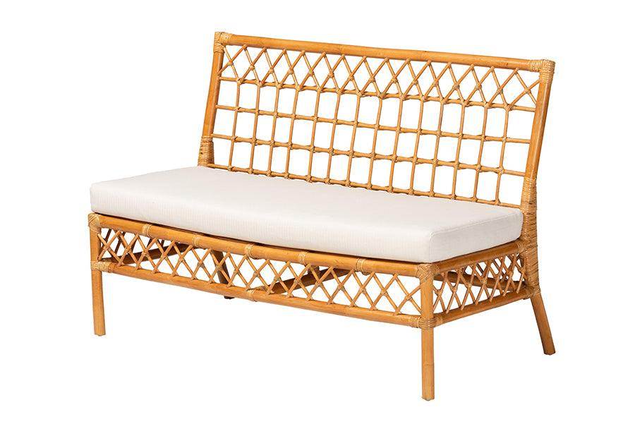 bali & pari Capella Modern Bohemian Honey Rattan Dining Bench