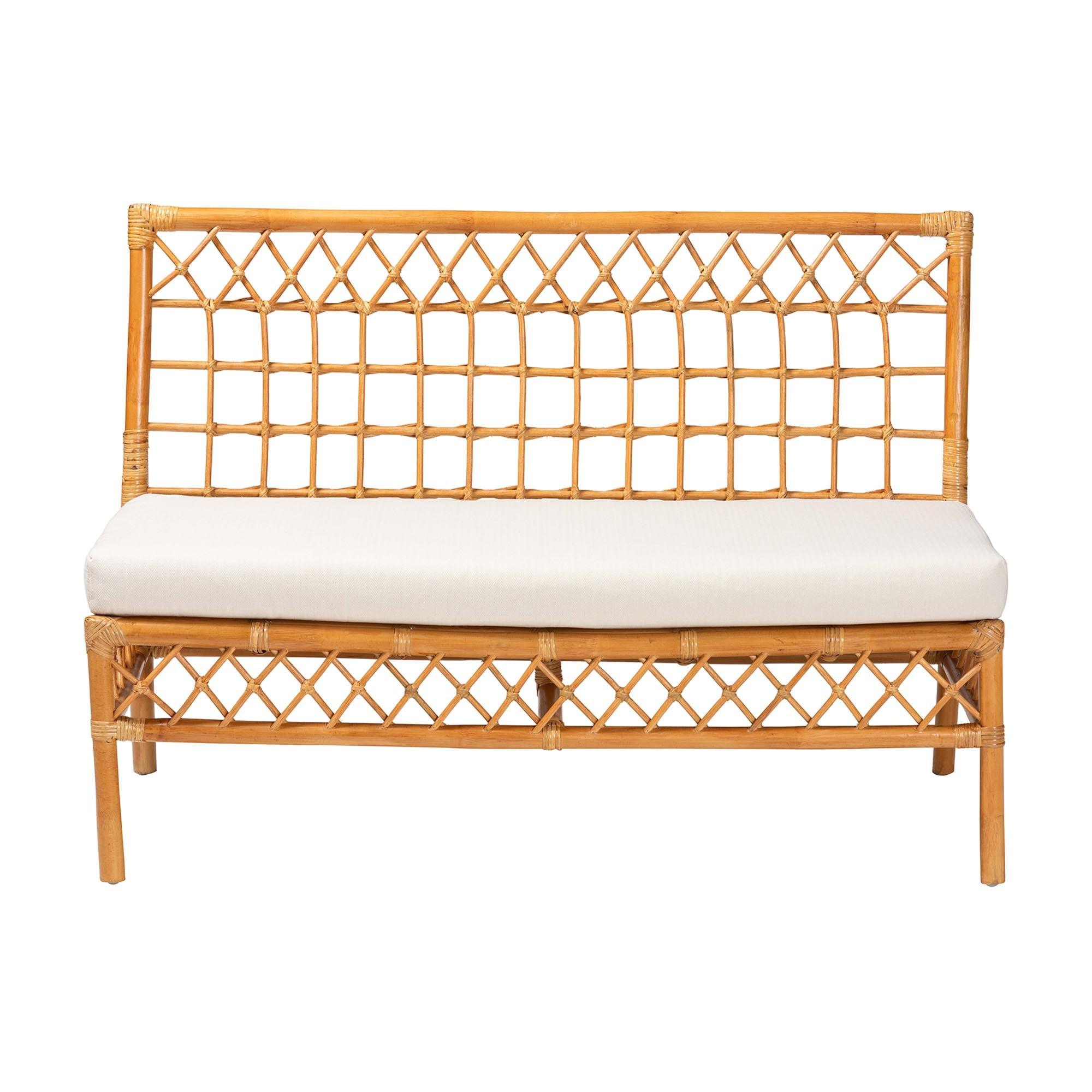 bali & pari Capella Modern Bohemian Honey Rattan Dining Bench