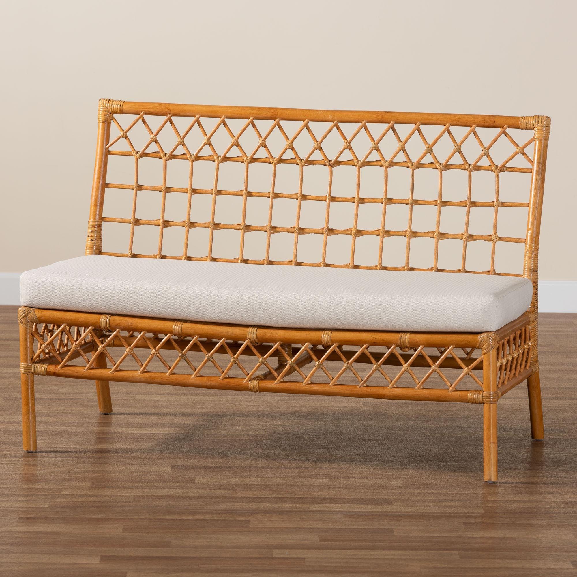 bali & pari Capella Modern Bohemian Honey Rattan Dining Bench