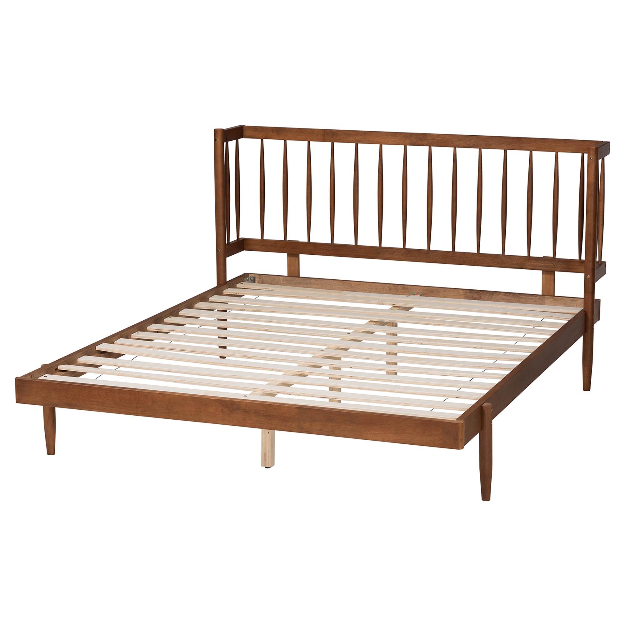 Calderon Retro-Modern Finished Wood Platform Bed