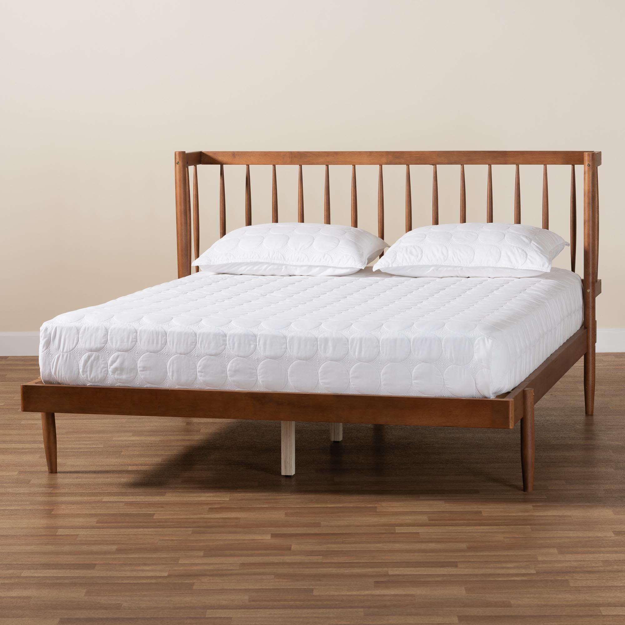 Calderon Retro-Modern Finished Wood Platform Bed