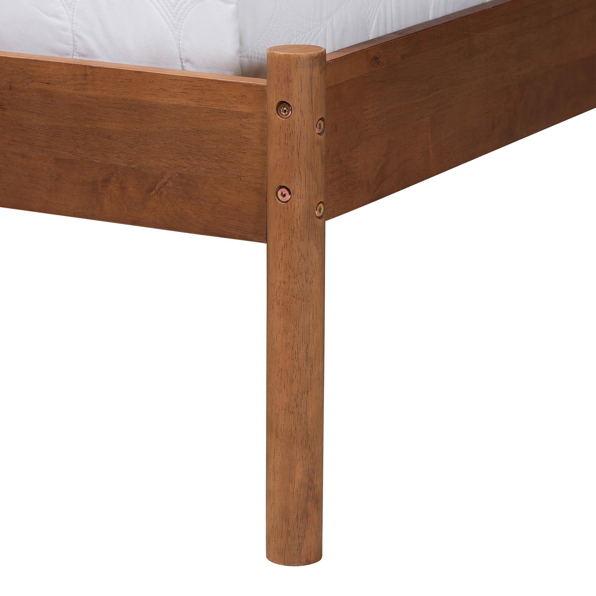 Estela Mid-Century Modern Woven Fabric and Wood Platform Bed