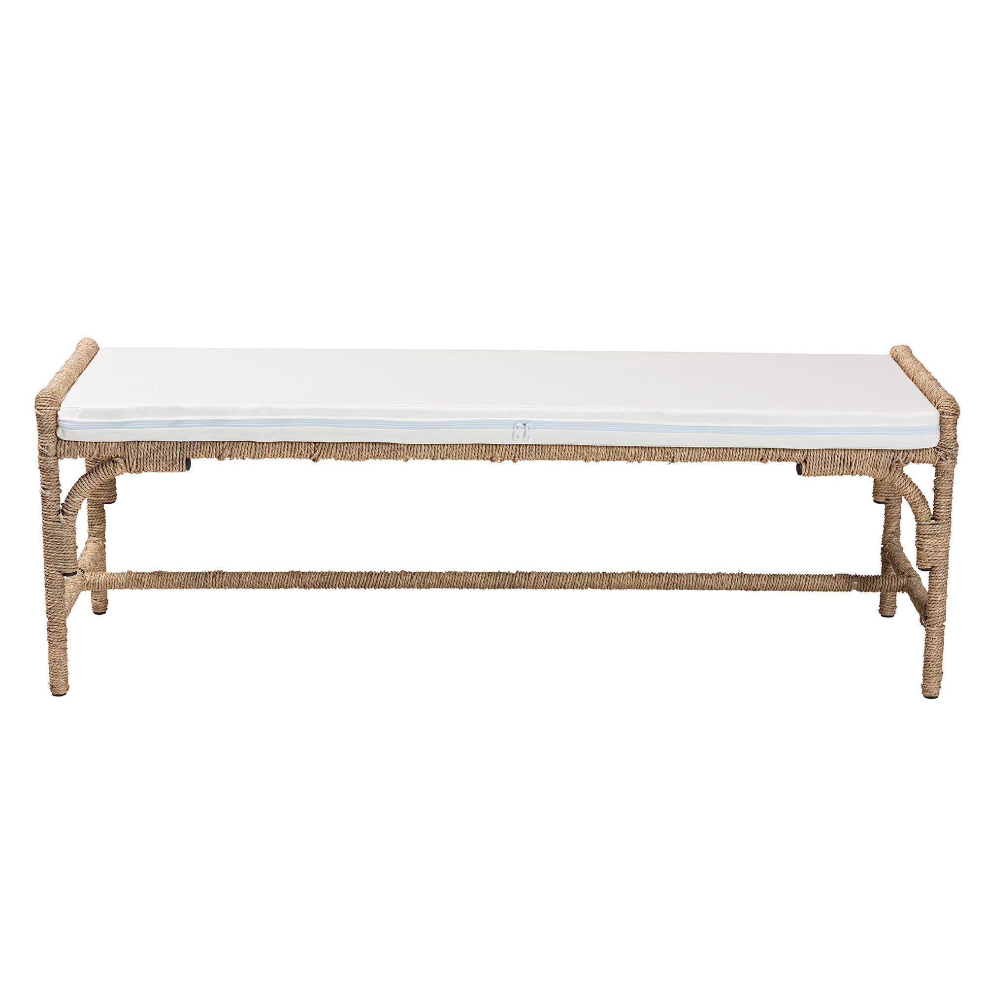 bali & pari Nasim Modern Bohemian Seagrass and Metal Accent Bench