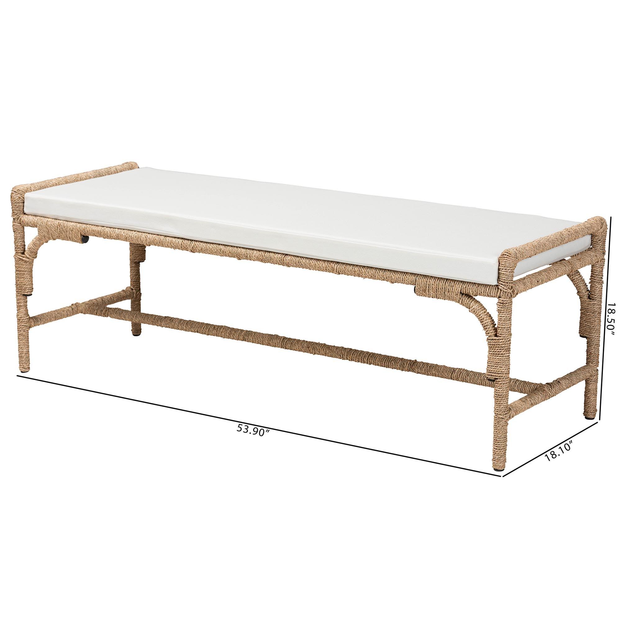 bali & pari Nasim Modern Bohemian Seagrass and Metal Accent Bench