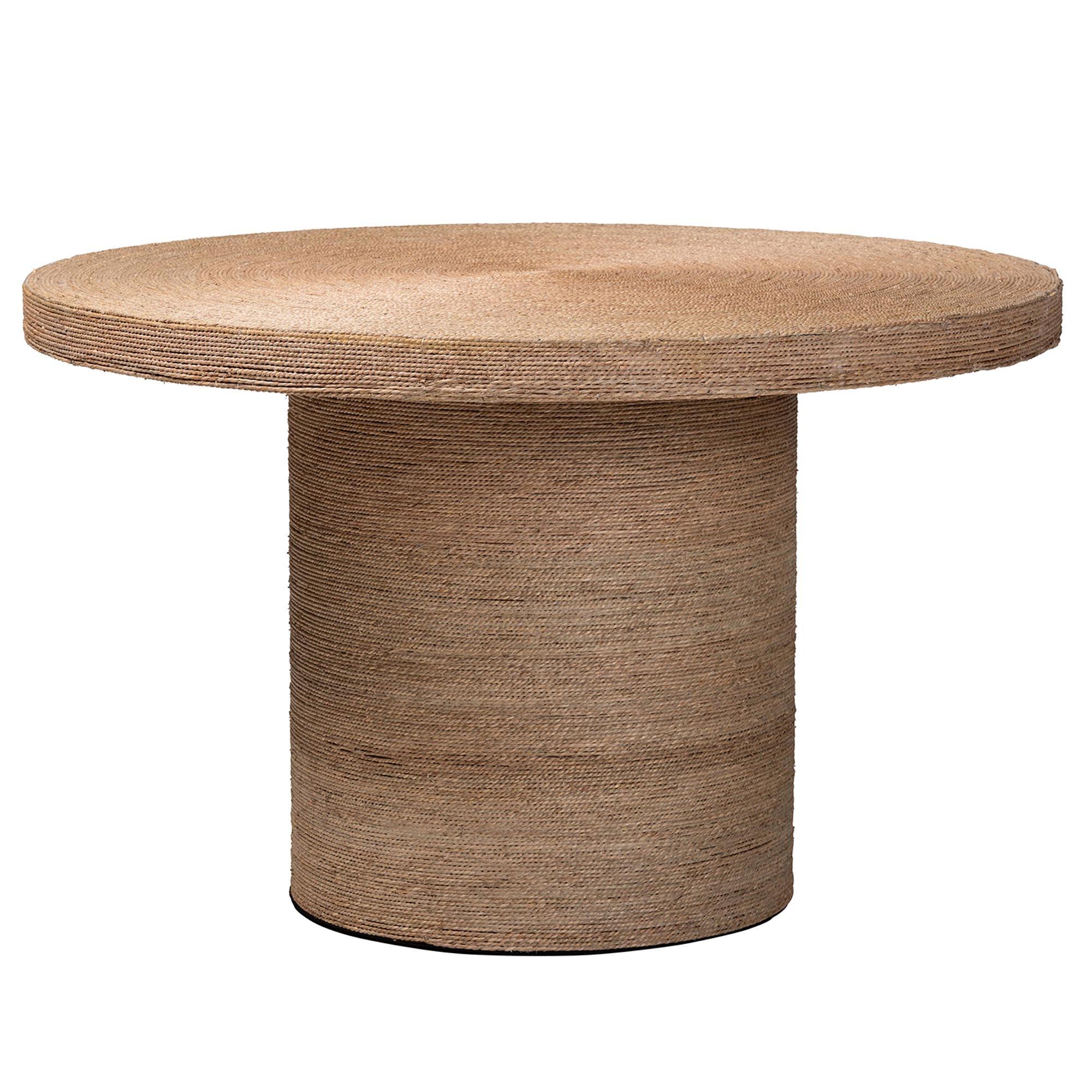 bali & pari Bistra Modern Bohemian Seagrass and Wood Dining Table