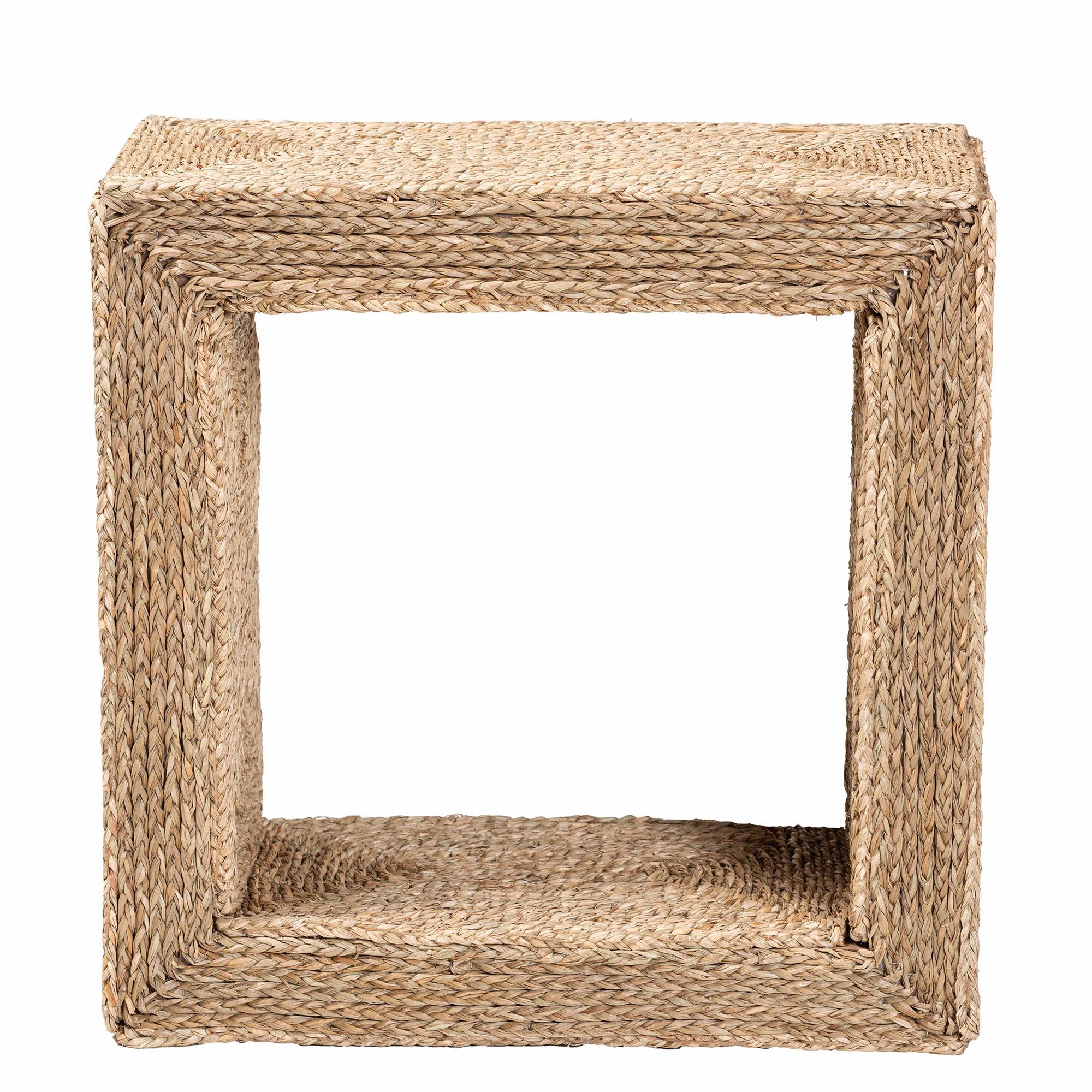 bali & pari Adonica Modern Bohemian Seagrass and Wood End Table