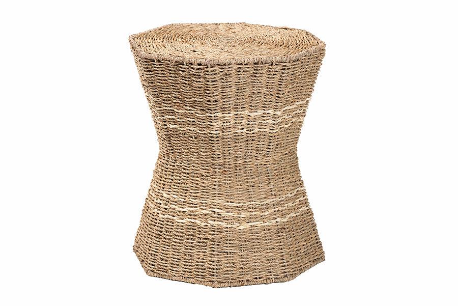 bali & pari Idoya Modern Bohemian Seagrass End Table